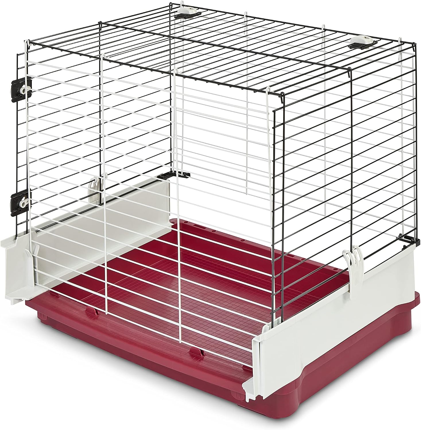 MidWest Homes for Pets 158 Wabbitat Deluxe Rabbit Home, Rabbit Cage, 39.5 L x 23.75 W x 19.75 H Inch, Maroon/White