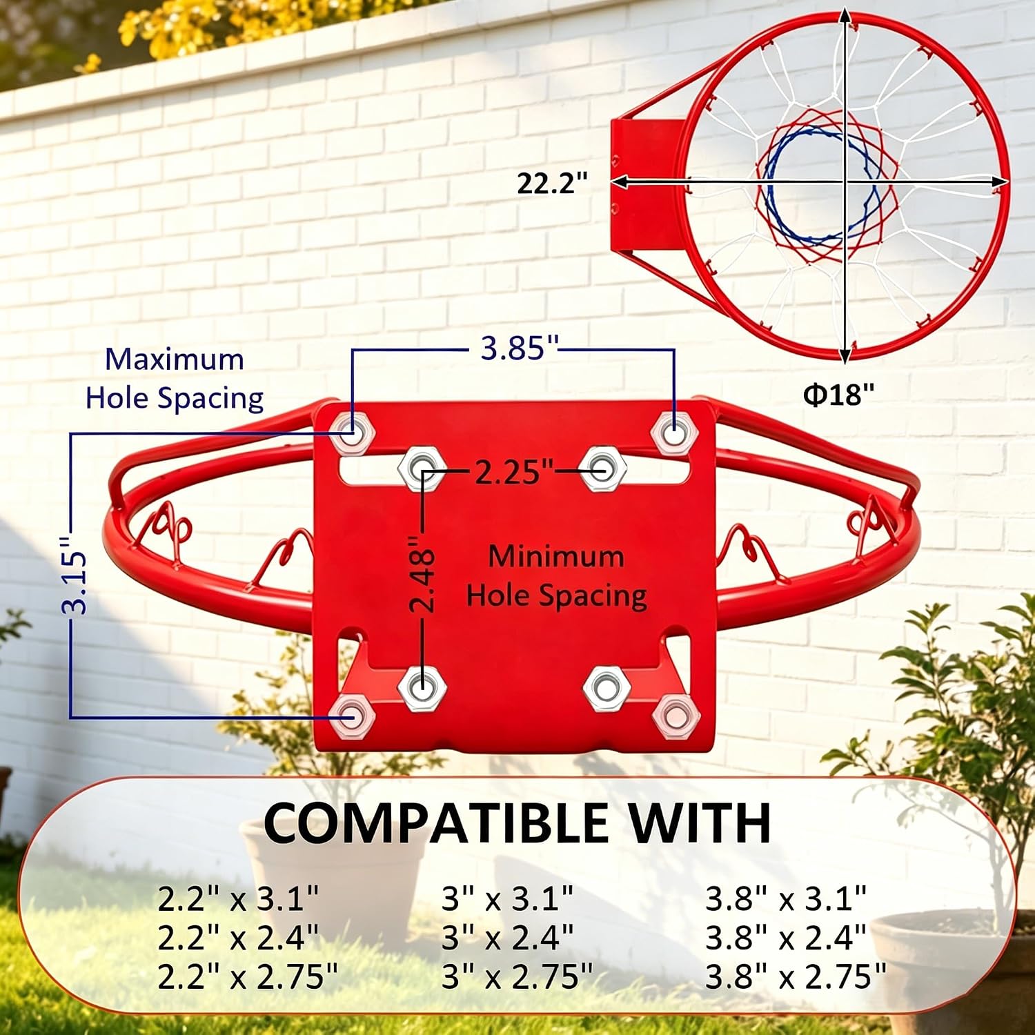 Rakon 18" Solid Replacement Basketball Rim