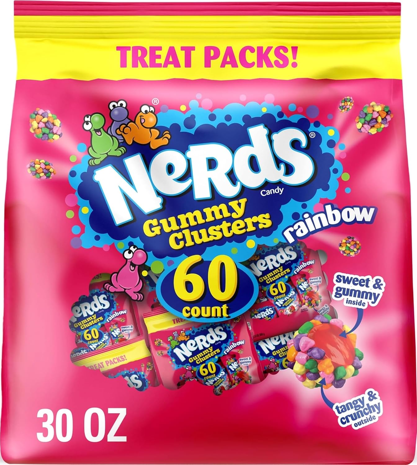 Nerds, Gummy Clusters Candy, Rainbow, Crunchy and Gummy, 8 Ounce