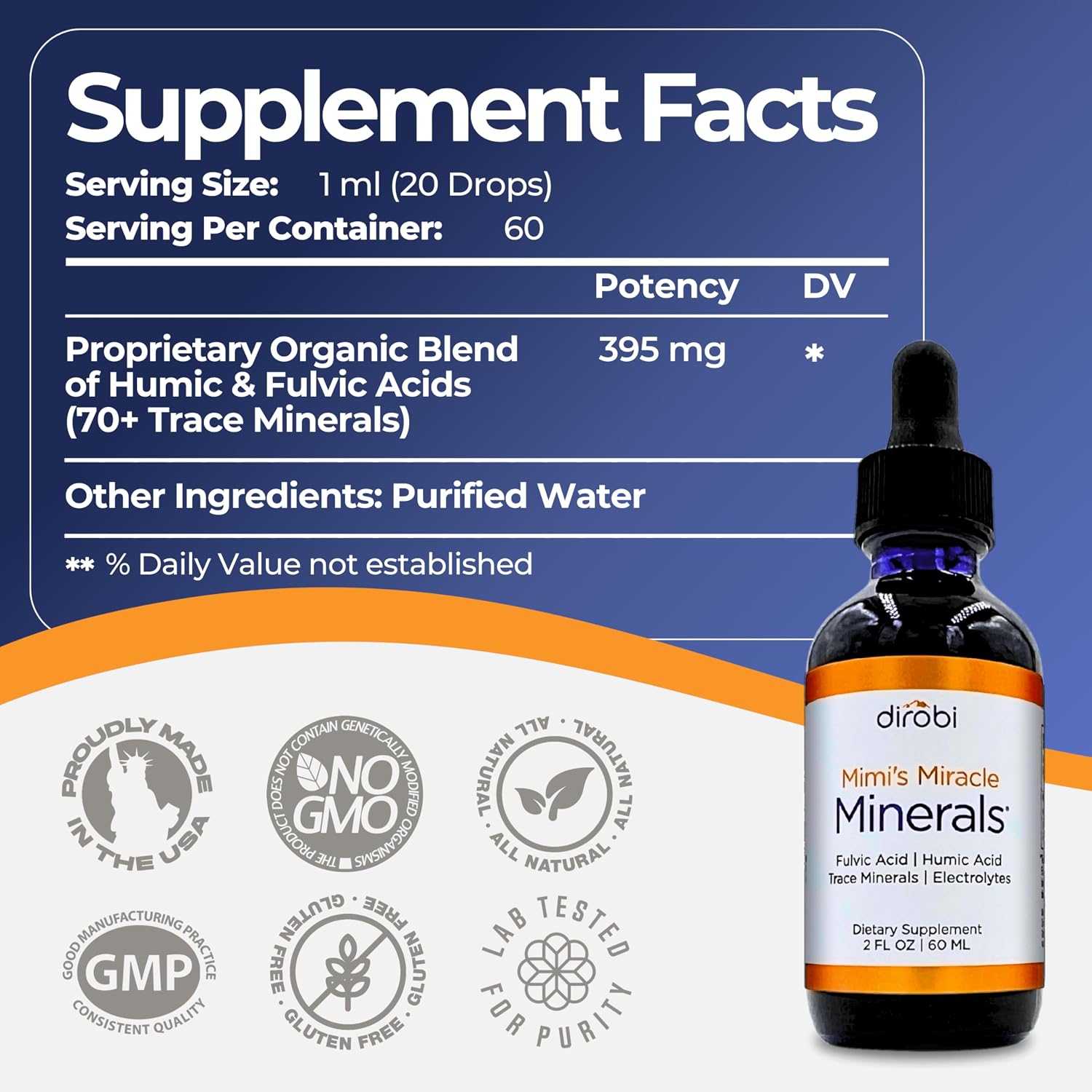 Mimi's Miracle Minerals – Fulvic & Humic Acid Supplement with 72+ Ionic Trace Minerals, Energy, Hair & Nail Growth Support, Organic Plant-Derived Liquid Drops, 4 oz