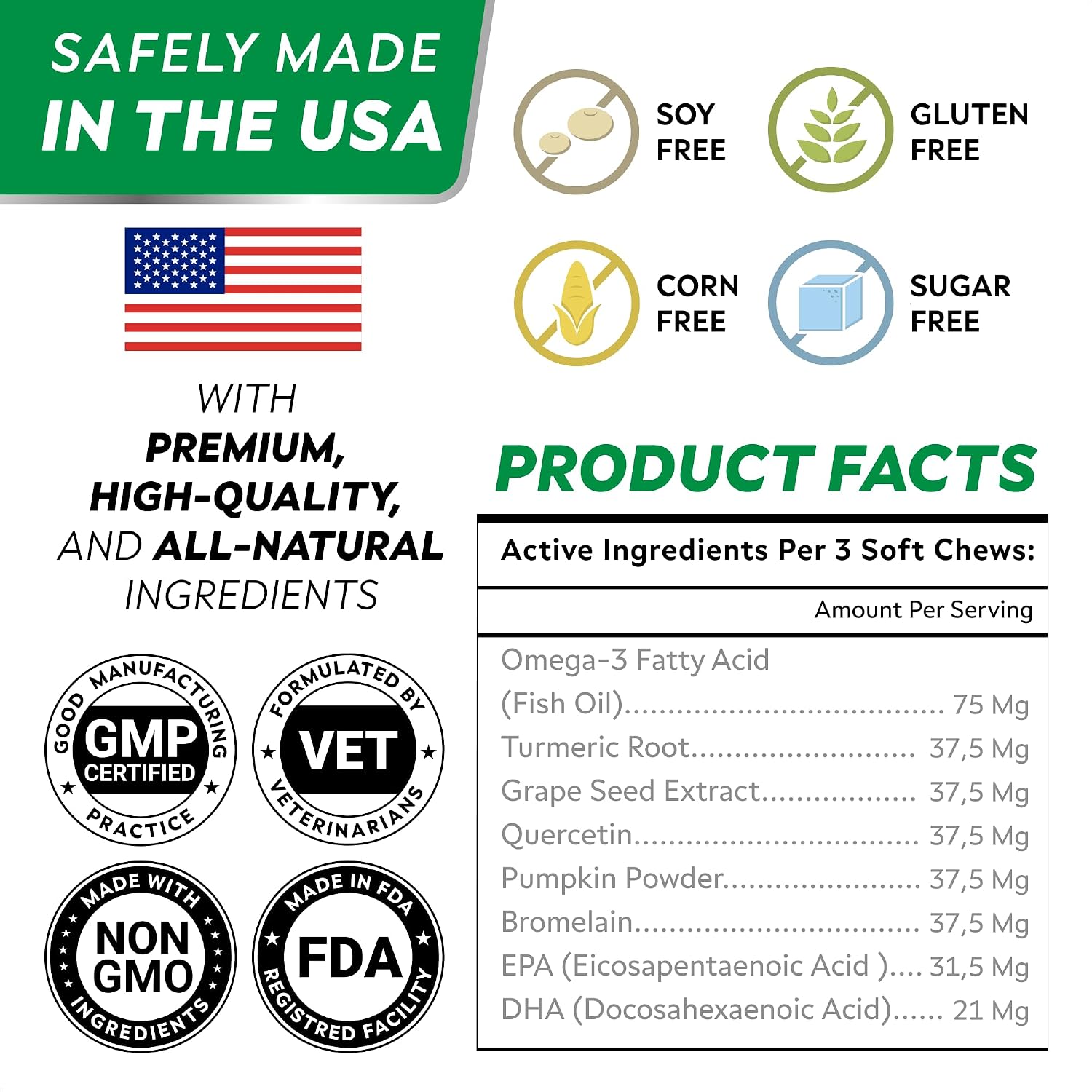Dog Allergy & Itching Relief - Anti Itch, Skin&Coat Support Chews w/Omega 3