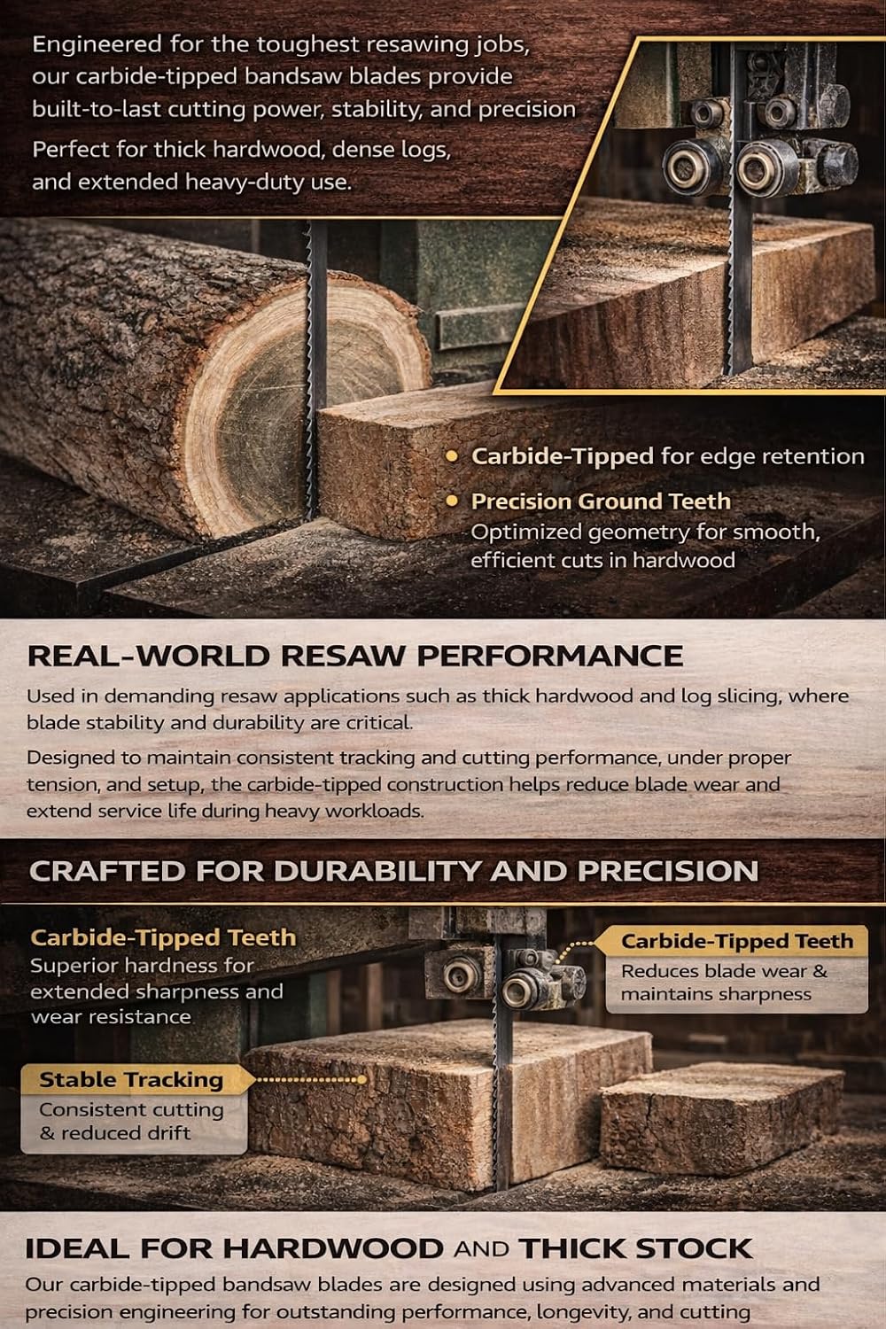 Dark Stone 131-1/2" Carbide-Tipped Resaw Bandsaw Blade, 3/4" x 2 TPI