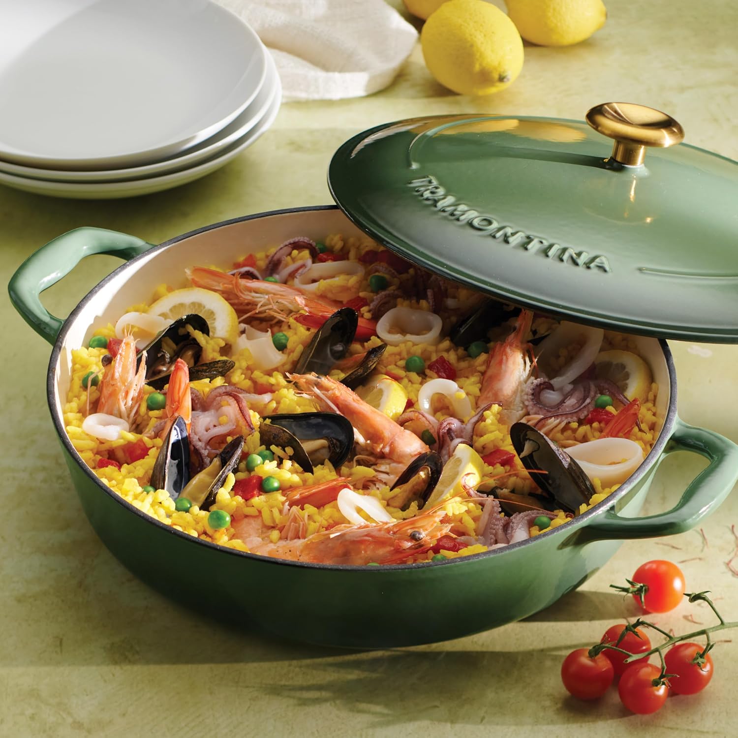 Tramontina Bestow Enameled Cast Iron 4-Qt Braiser Pan with Lid, Blue | Oven-to-Table Casserole Dish, Great for Shallow Braises & Simmers