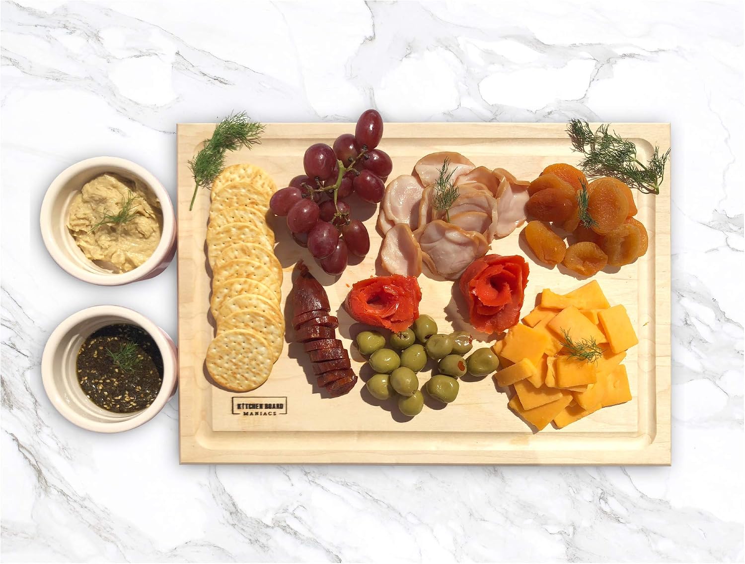 Premium Maple Wood Cutting Board - 12x8 Inches, Reversible Chopping Board for Kitchen, Cheese, and Charcuterie, Durable and Knife-Friendly