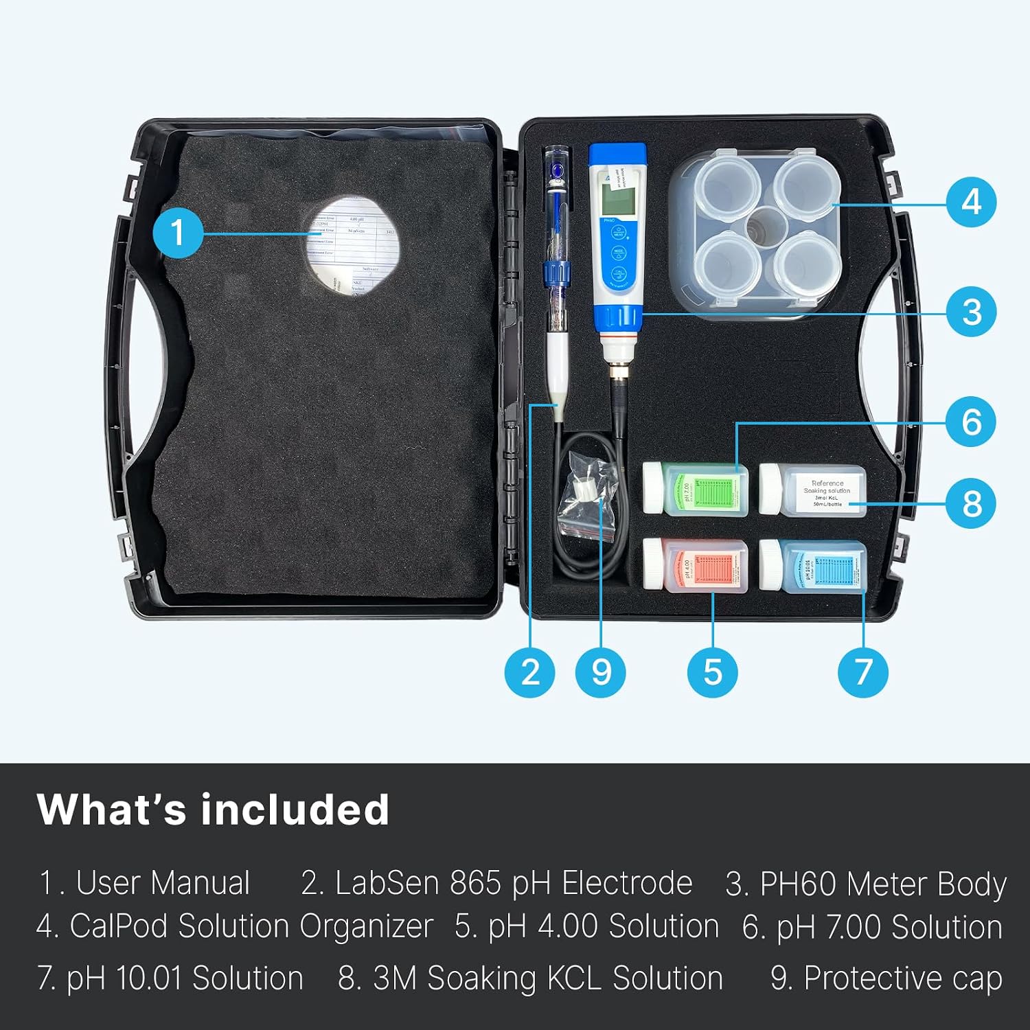 Apera Instruments AI311 Premium Series PH60 Waterproof pH Pocket Tester Kit, Replaceable Probe, ±0.01 pH Accuracy, Lcd display