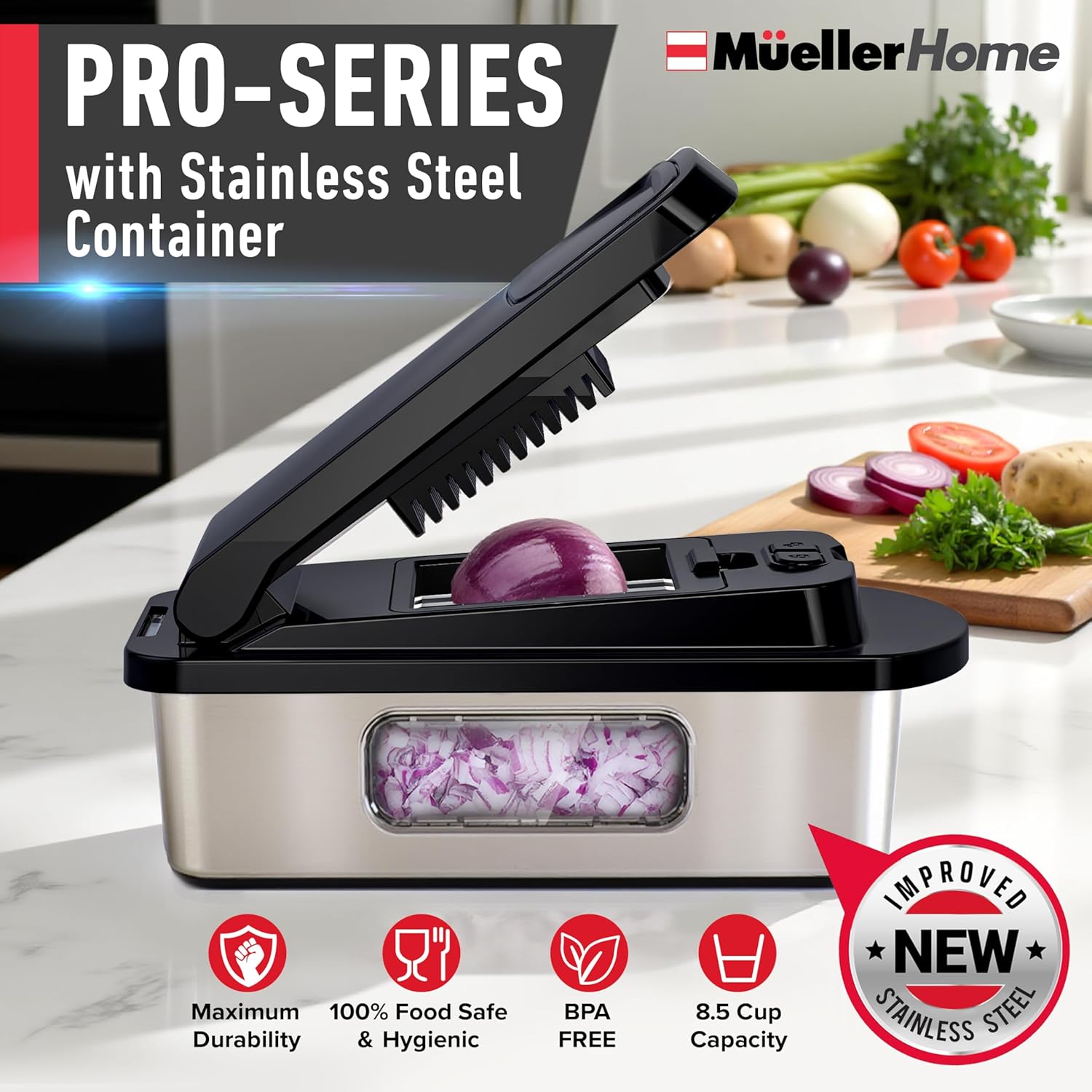 Mueller The Real Original Pro Vegetable Chopper & Mandoline Slicer, 10-in-1