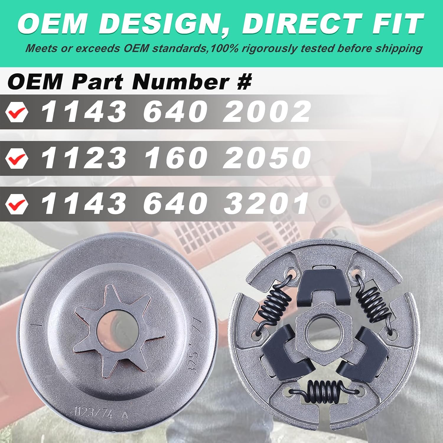 Adefol 325 7T Sprocket Clutch Drum Oil Pump Kit for Stihl MS251 MS231 MS231C MS251C Chainsaw