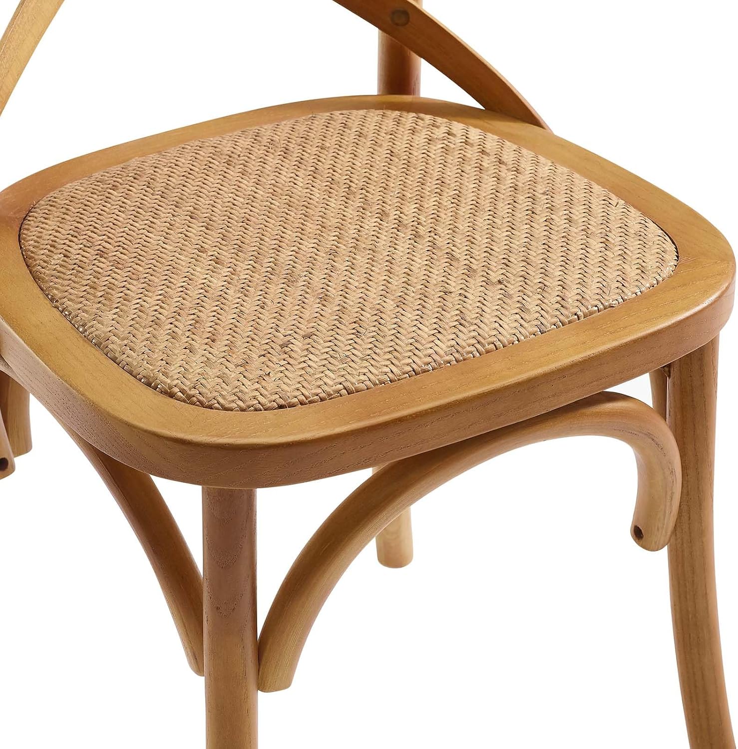 Modway Gear Rustic Modern Farmhouse Elm Wood Rattan Dining Chair in Gray