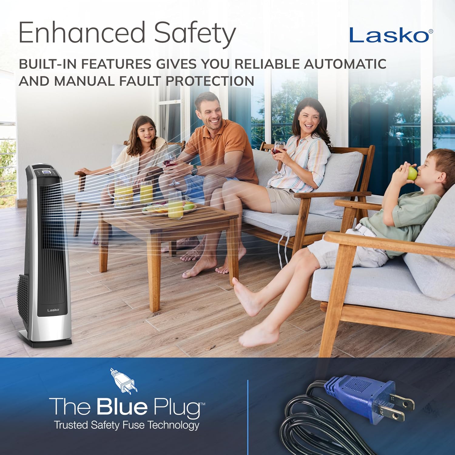 Lasko High Velocity Oscillating Tower Fan - 35" - U35115 - Silver/Black