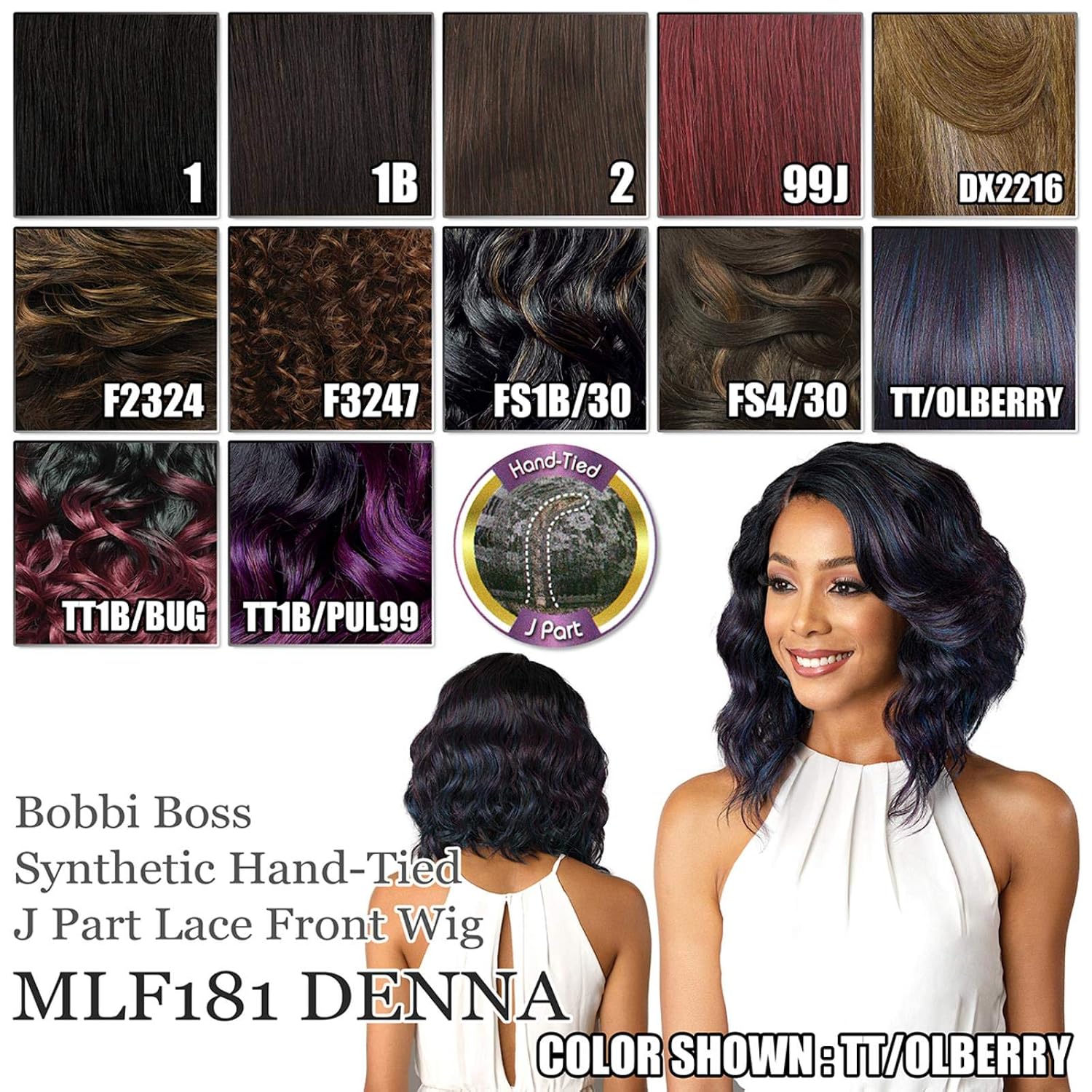 BOBBI BOSS Premium Synthetic Lace Front Wig - MLF181 DENNA (99J)