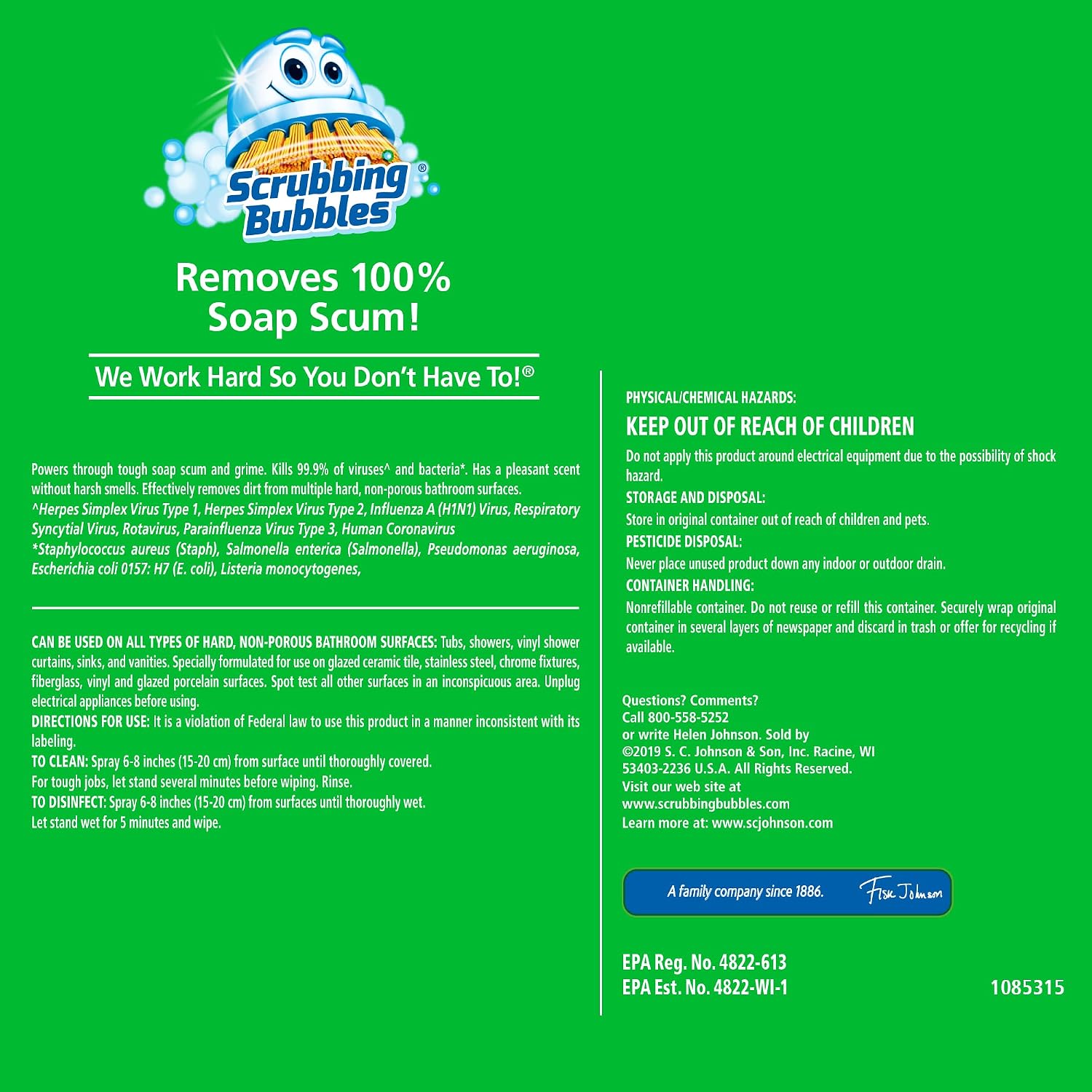 Scrubbing Bubble Bathroom Grime Fighter, Floral Fusion Scent, 32 oz Spray Bottle