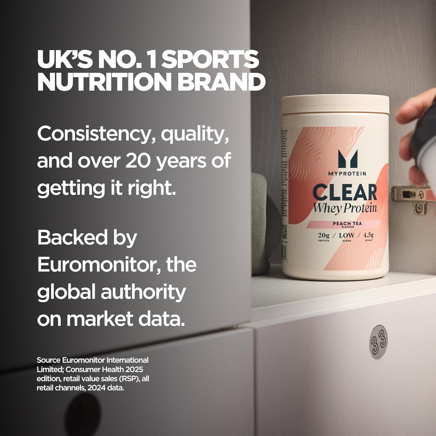 Myprotein Clear Whey Isolate Protein Powder, 35 Servings, (1.9lbs) Strawberry, 20g Protein per Serving, Naturally Flavored Drink Mix