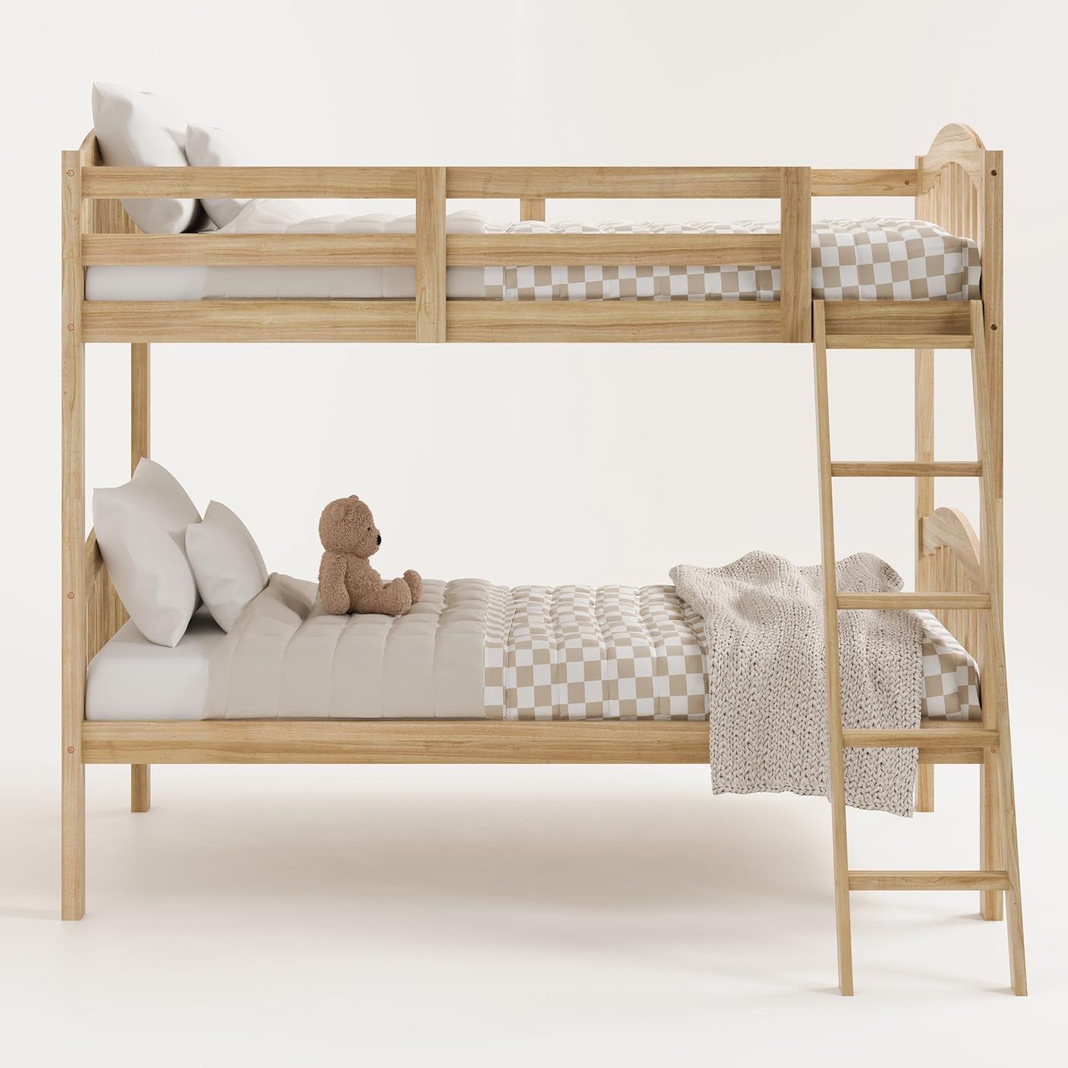 Storkcraft Long Horn Twin-Over-Twin Bunk Bed, White | GREENGUARD Gold Certified, Converts to 2 Individual Twin Beds, Wood Bunk Bed for Kids Bedroom, No Box Spring Required
