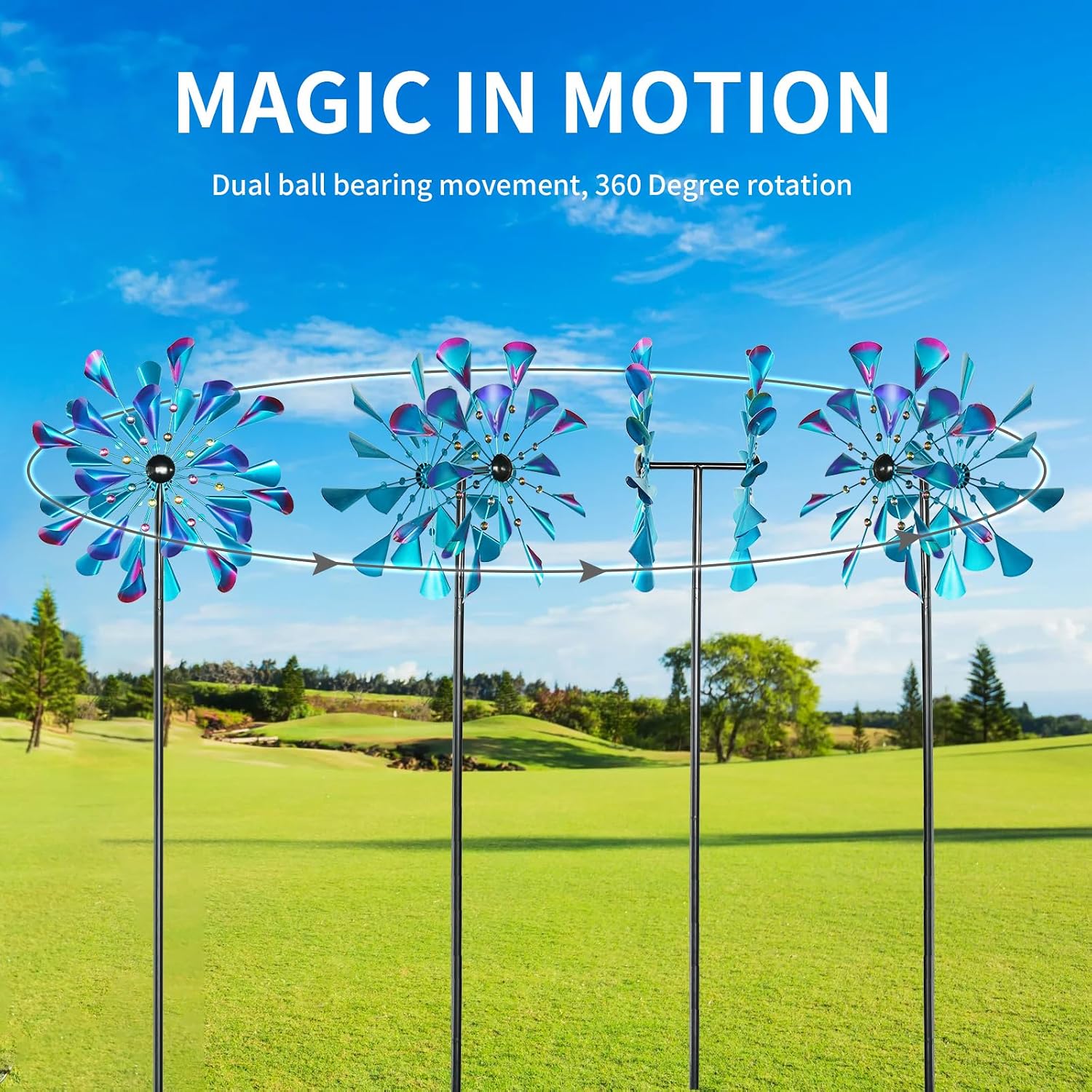 DECOROCA Kinetic Wind Spinners Outdoor - Large Metal Wind Sculptures