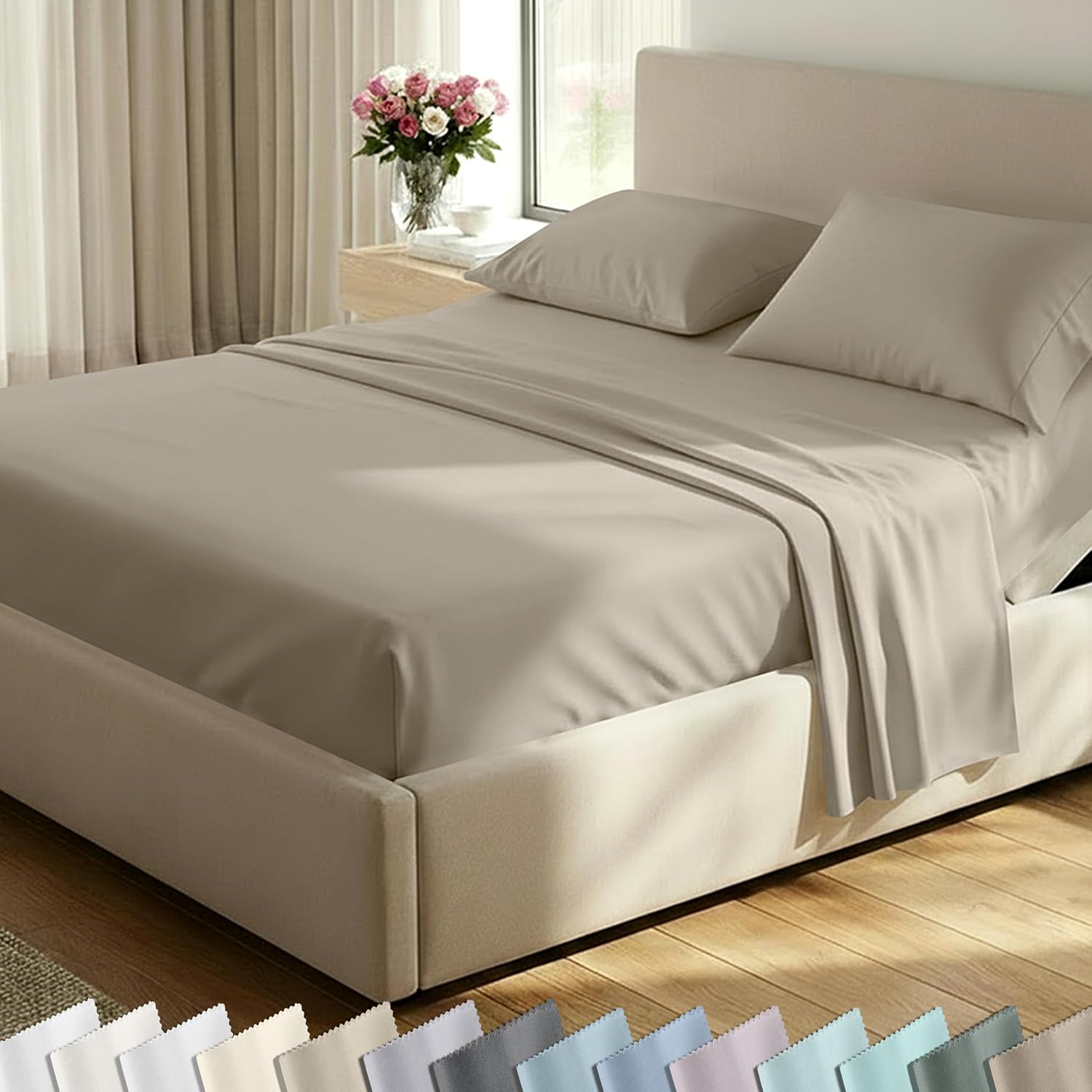California Design Den Luxury 600 Thread Count Full Size Sheet Sets, Seafoam | 100% Cotton Sateen Backed by Good Housekeeping Seal, Soft & Smooth, 16" Deep Pocket, All-Around Elastic, Durable, Easy Care