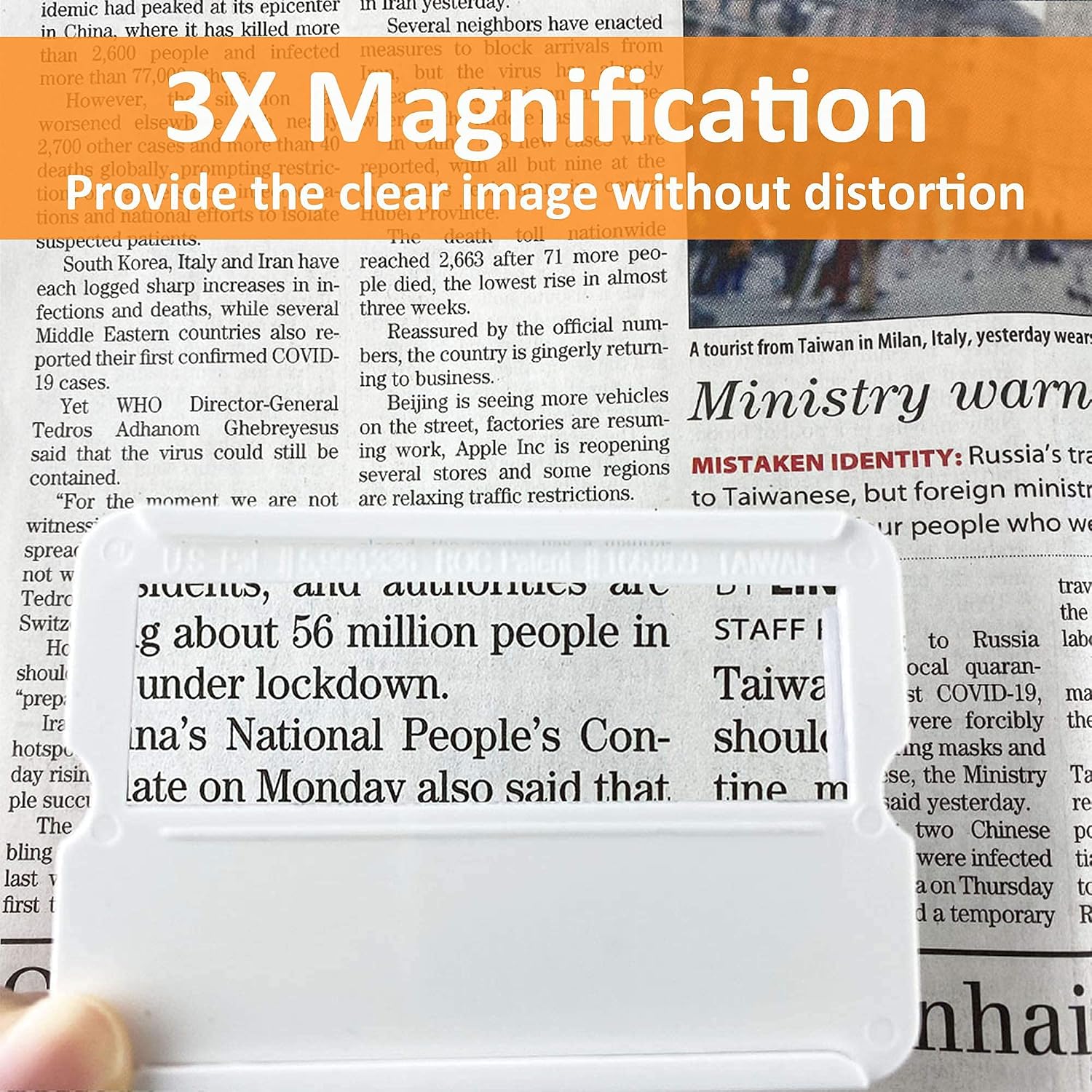 MAGDEPO 3X Magnifier Bookmark Ruler, Credit Card Size Magnifier, Card Protector with Magnifying Lens