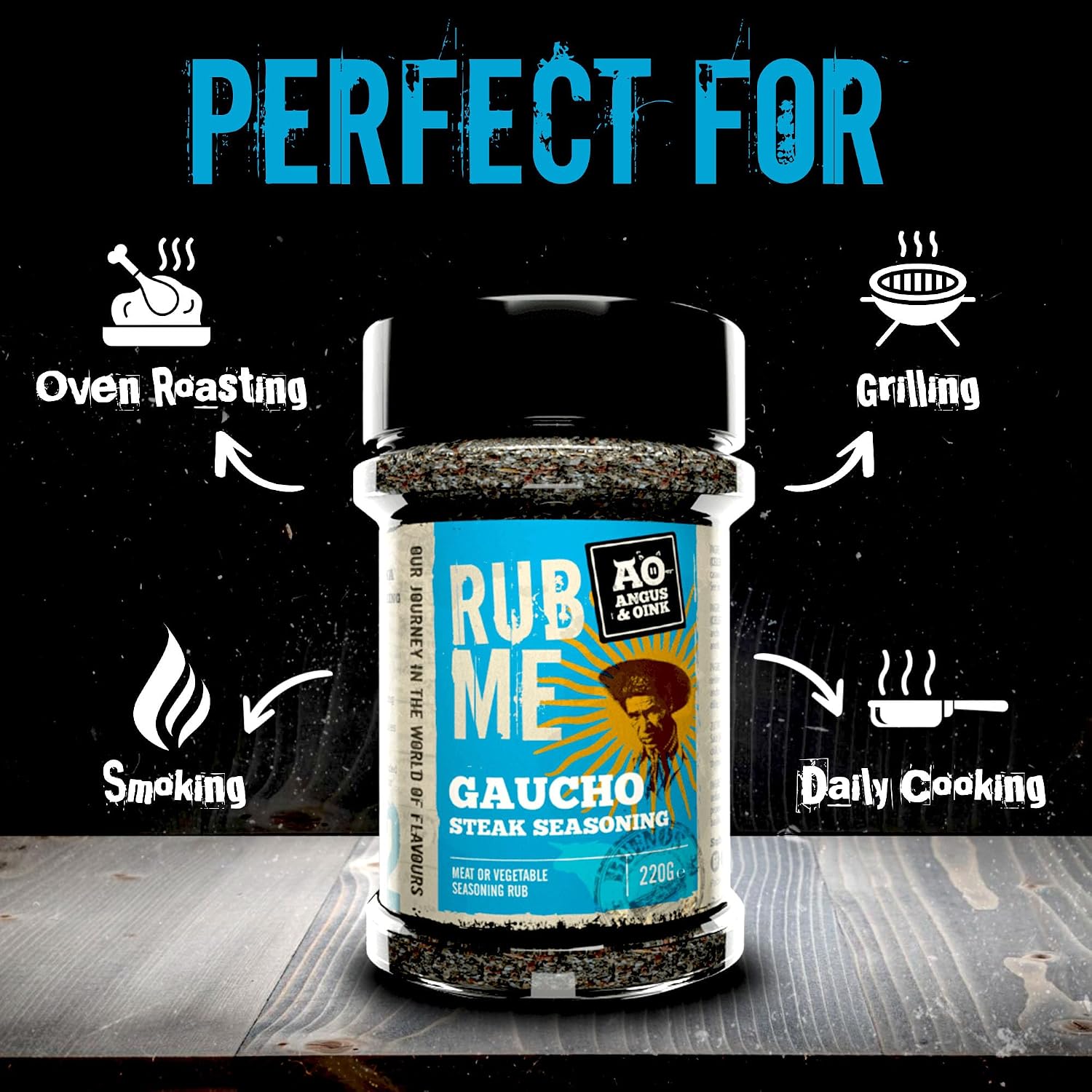 Angus & Oink | Dirty Cow Beef BBQ Rub | Bold Flavour for Brisket & Beef Ribs | Perfect for Low & Slow BBQ | Coffee-Infused Bark Maker | Gluten-Free | 220g