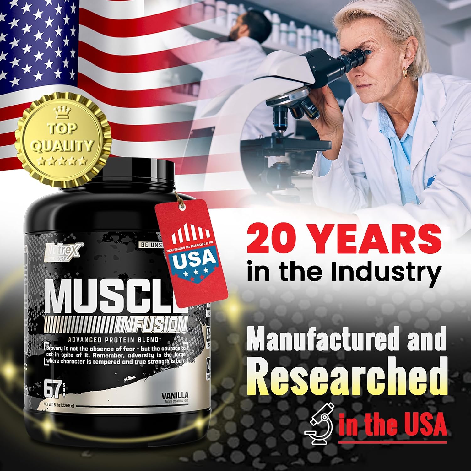 Nutrex Research Vanilla Whey Protein Powder for Men and Women Muscle Recovery Support