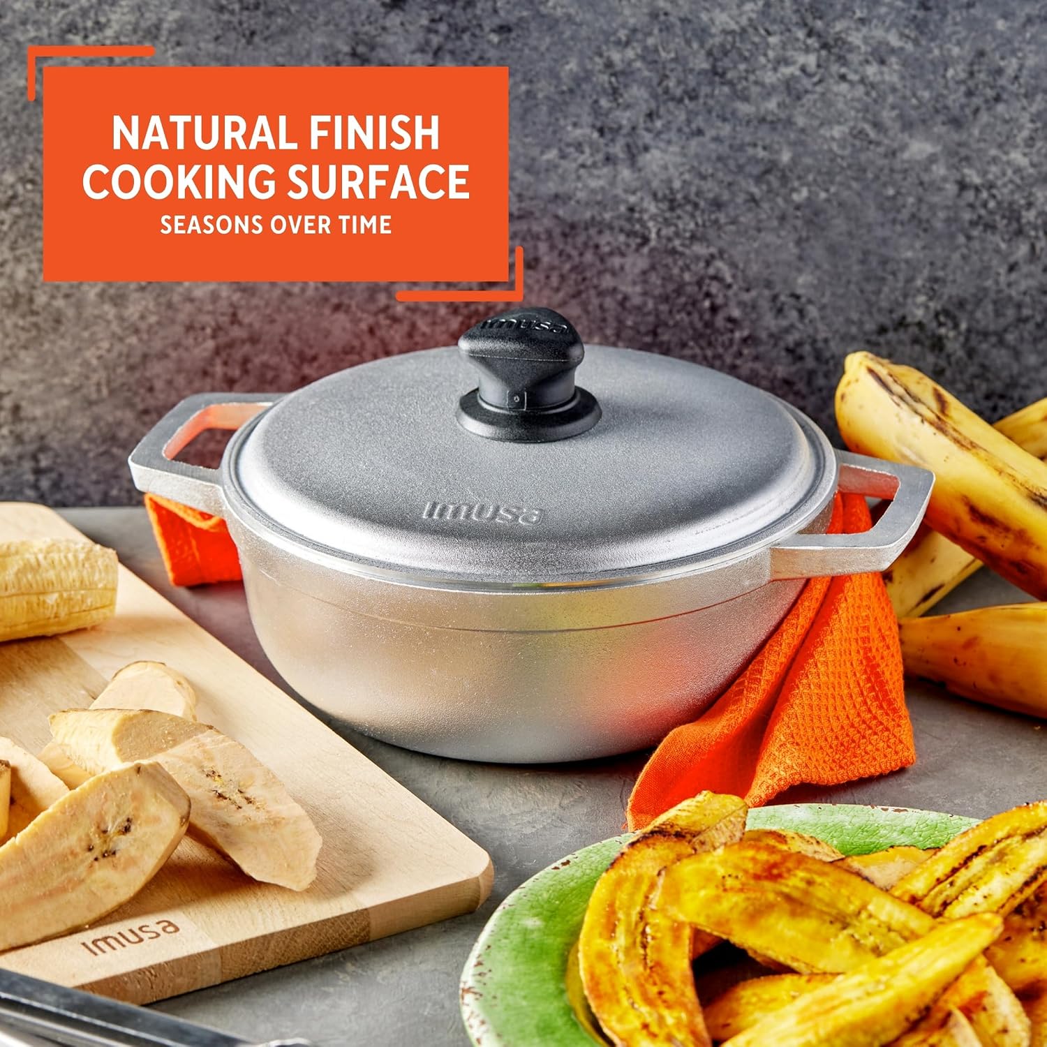 IMUSA USA 11.6Qt Jumbo Traditional Colombian Caldero, 11.6 Quart, Silver | Nonstick Finish, Glass Lid with Easy-Grip Handles, Ideal for Rice and Stews, Great for Family Meals