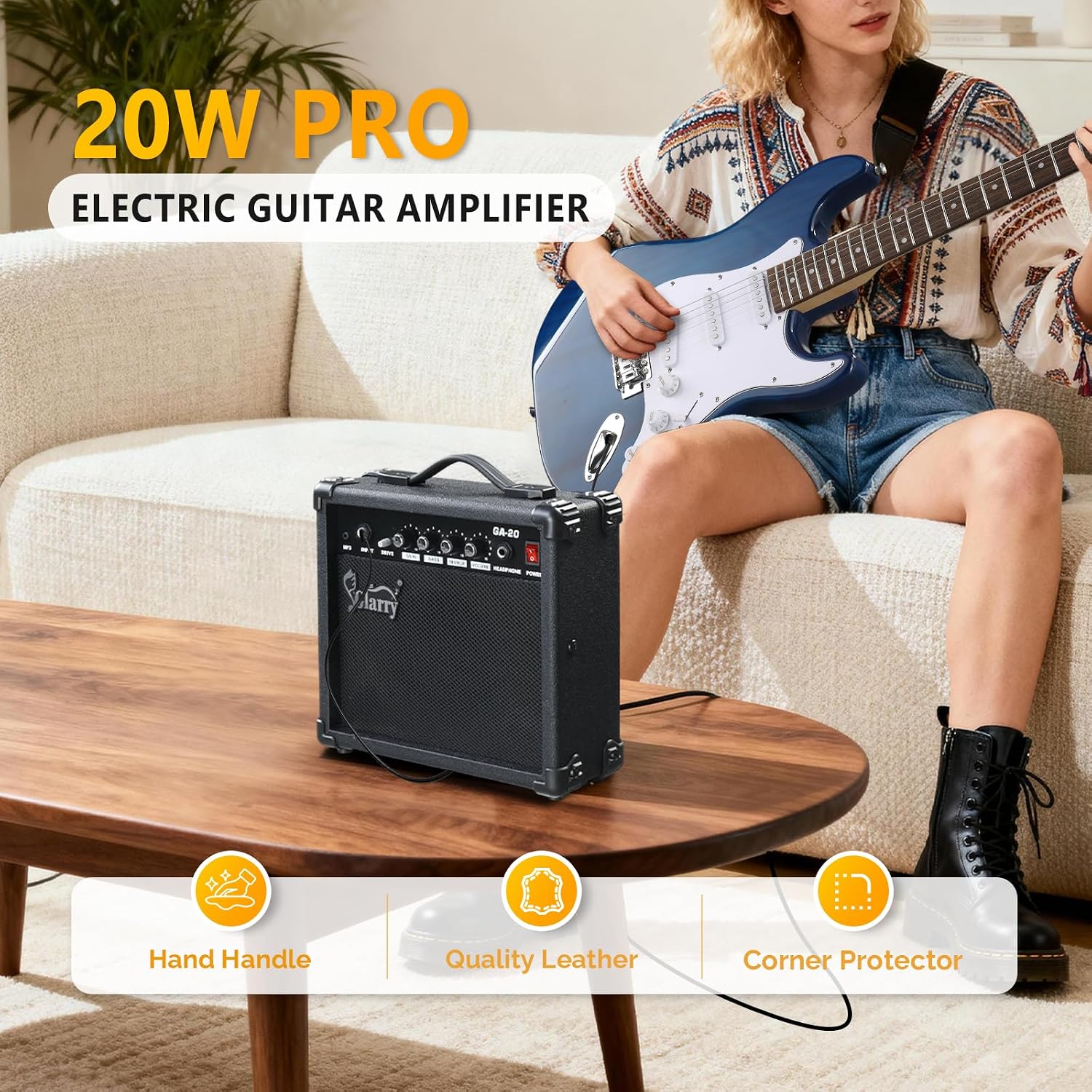 GLARRY Full Size Electric Guitar for Music Lover Beginner with 20W Amp and Accessories Pack Guitar Bag (DARK BLUE, 39" Right Handed)