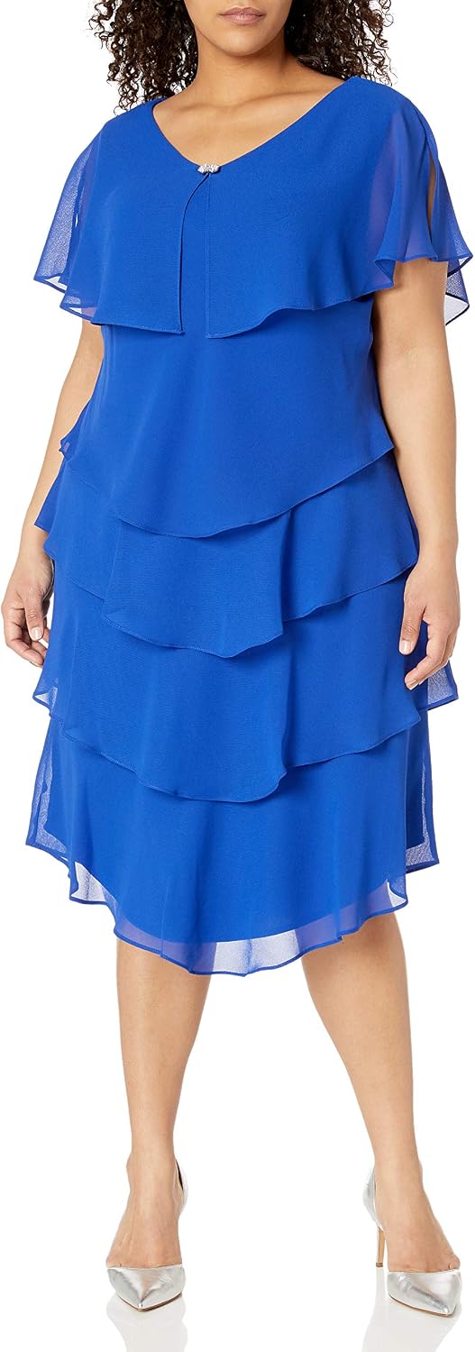 S.L. Fashions Women's Plus Size Tier Dress