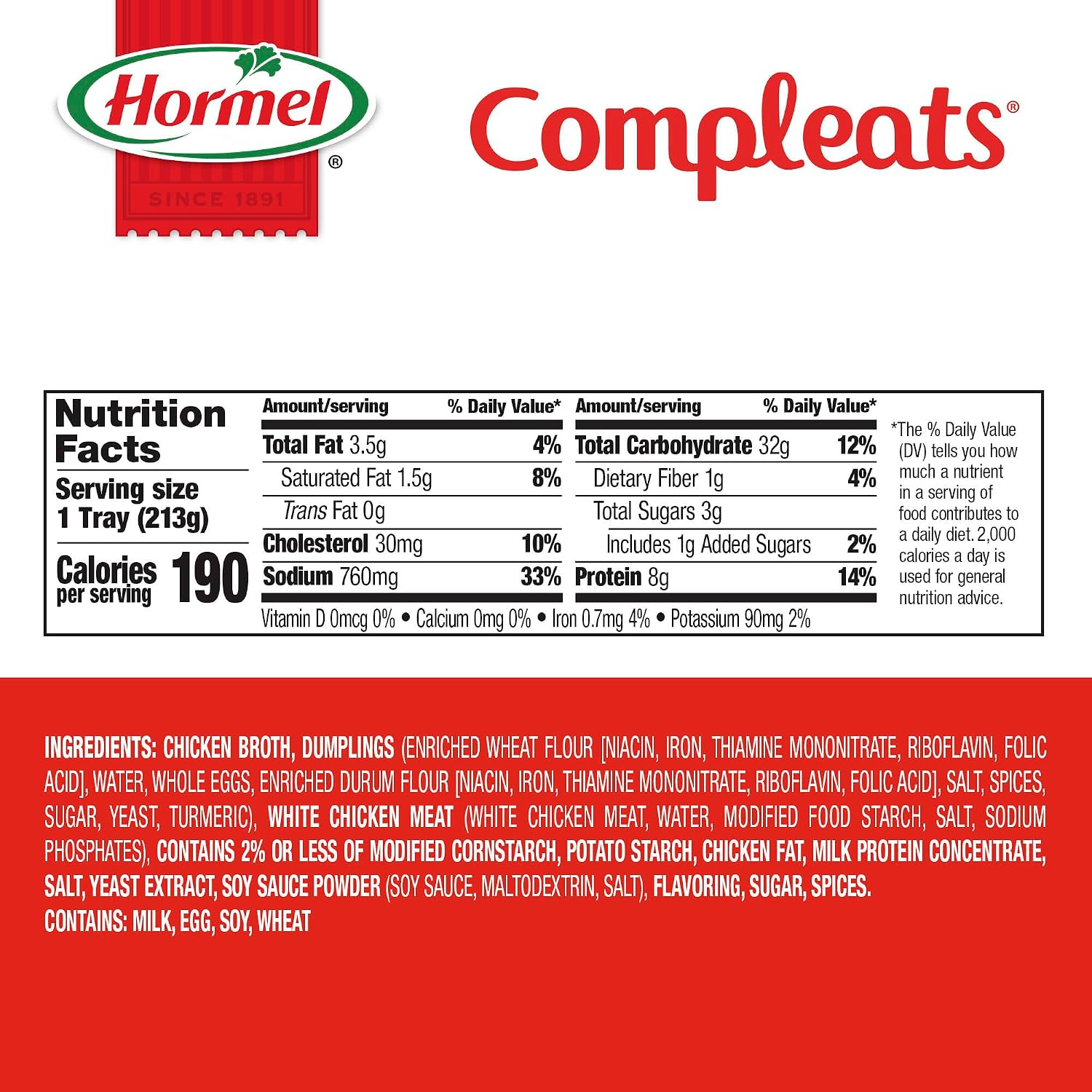 HORMEL COMPLEATS Chicken Alfredo Microwave Tray, 10 oz. (6 Pack)