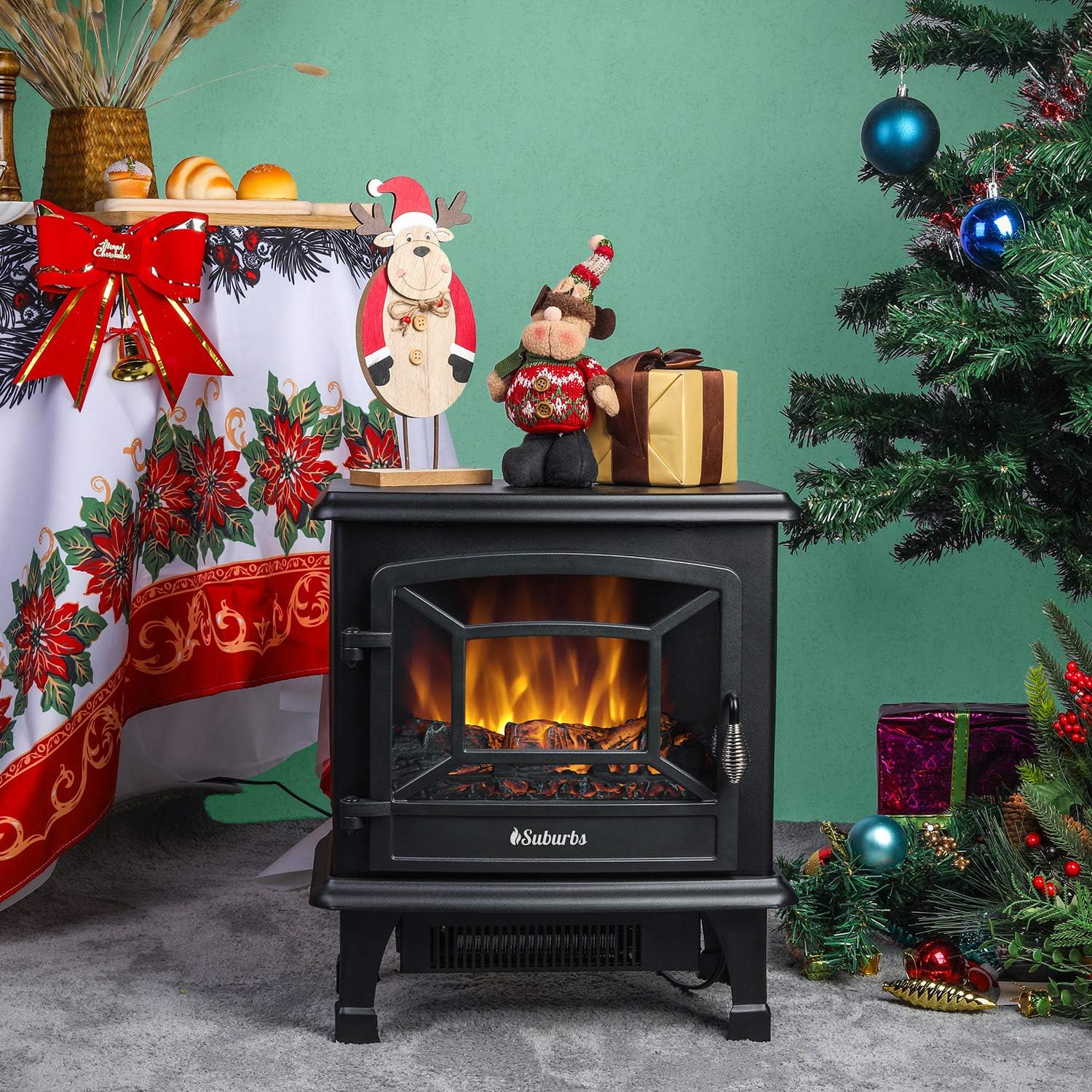 TURBRO Suburbs TS20 Electric Fireplace Heater, Freestanding Fireplace Stove with Realistic Dancing Flame Effect - CSA Certified - Overheating Safety Protection - Easy to Assemble - 20" 1400W Black