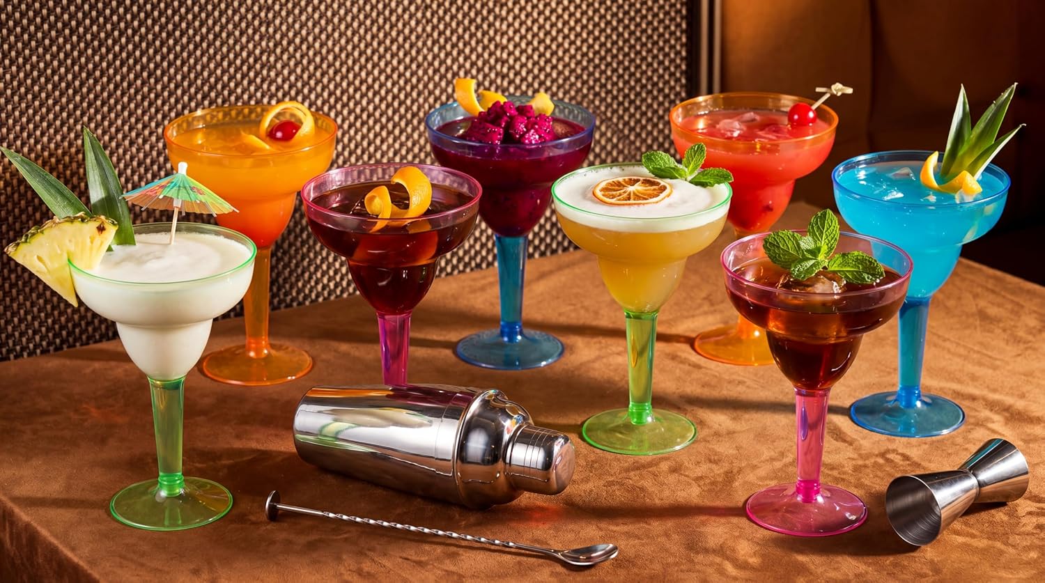 supernal 36pcs Neon Plastic Margarita Glasses Bulk