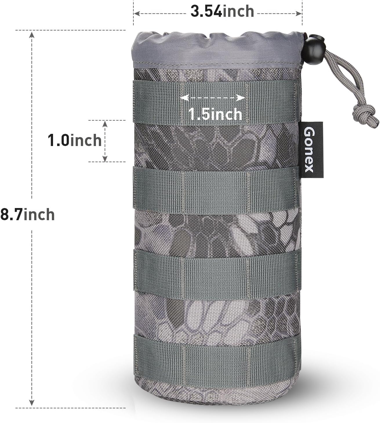 Gonex MOLLE Bottle Pouch, Drawstring Water Bottle Holder | 900D Oxford, Mesh Bottom, Fits MOLLE Packs & Vests, Flexible Height, Holds Bottles or Umbrellas