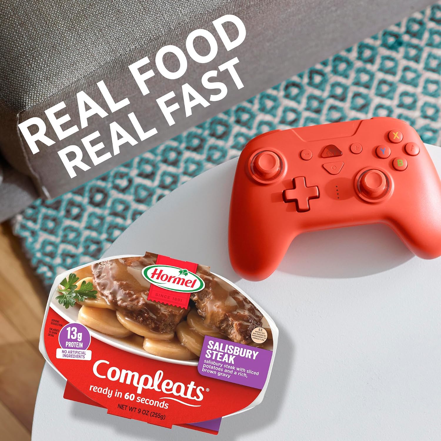 HORMEL COMPLEATS Tender Beef With Mashed Potatoes & Gravy Microwave Tray, 9 oz. (6 Pack) | Heat and Eat, Microwave Meals, Prepared Foods