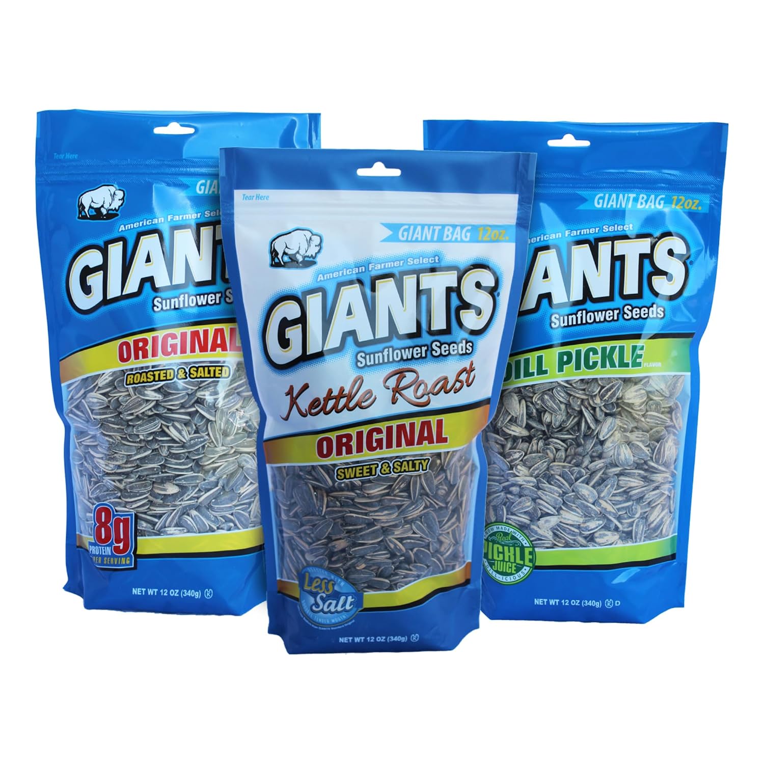 GIANTS Original Sunflower Seeds - Sunflower Seeds to Eat, Sunflower Seeds Bulk, Lightly Salted Sunflower Seeds for Eating, High Protein Snack - 5.75 oz Resealable Bags (Case of 12)