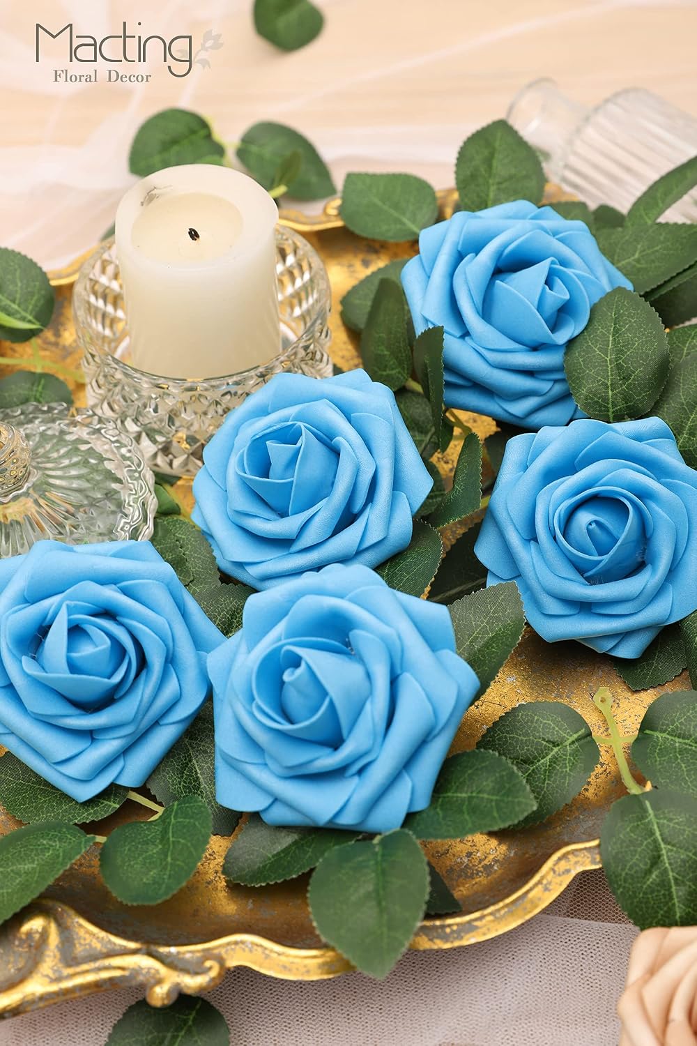30PCS Yellow Artificial Flowers, Real Touch Fake Roses for Fall Decorations