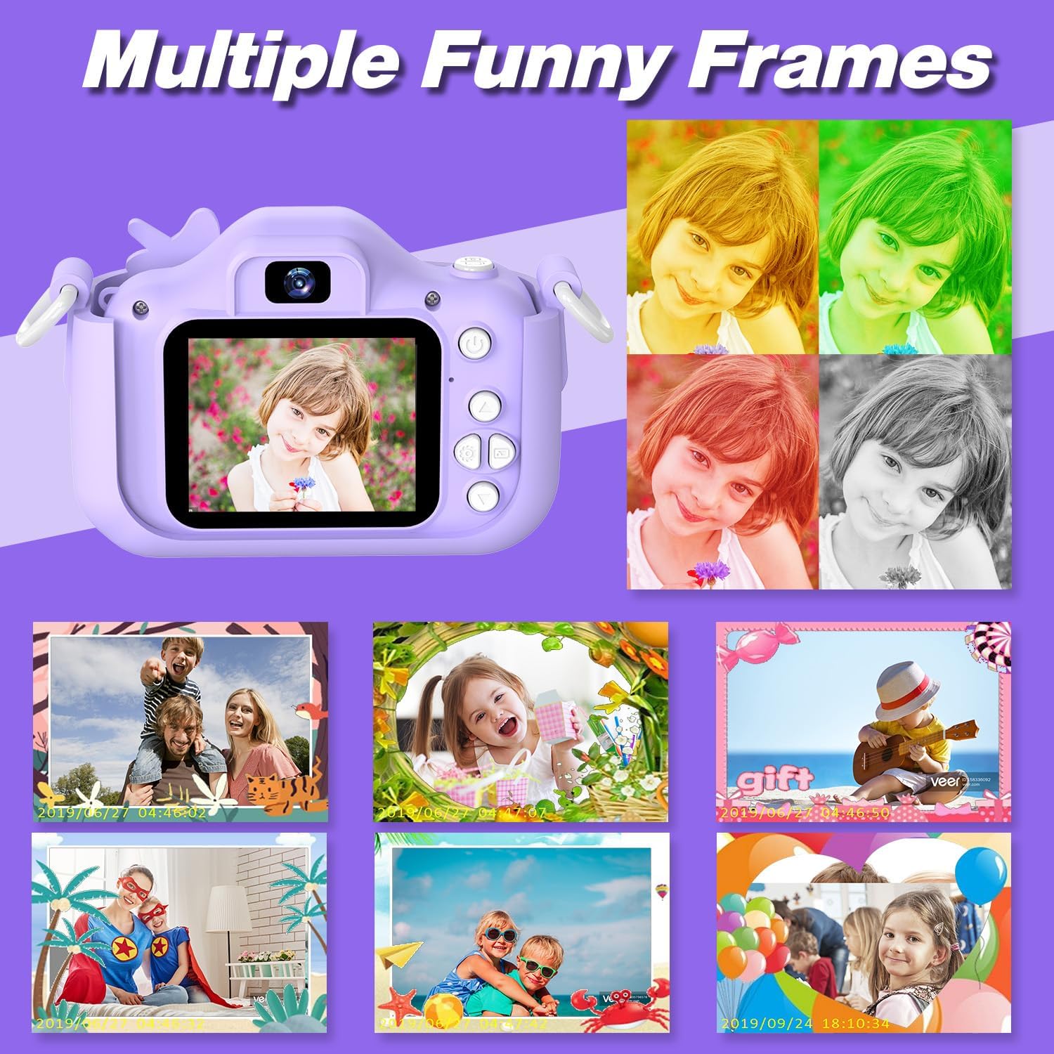 Goopow Kids Camera Toys for 3-8 Year Old Girls Boys,Children Digital Video Camcorder Camera with Cartoon Soft Cover, Best Chritmas Birthday Festival Gift for Kids