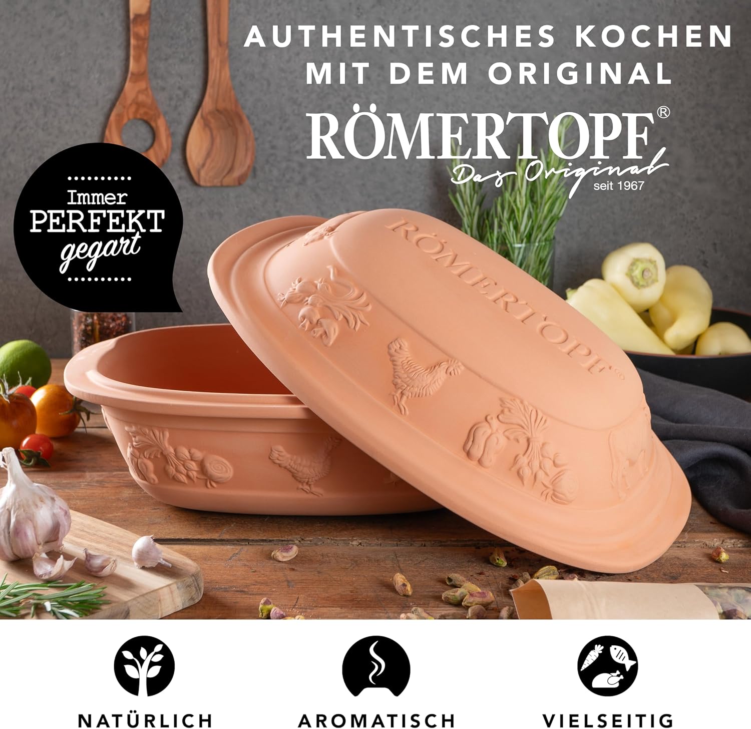 Römertopf Rustico unglazed, Ceramic, Terracotta, 3 litres