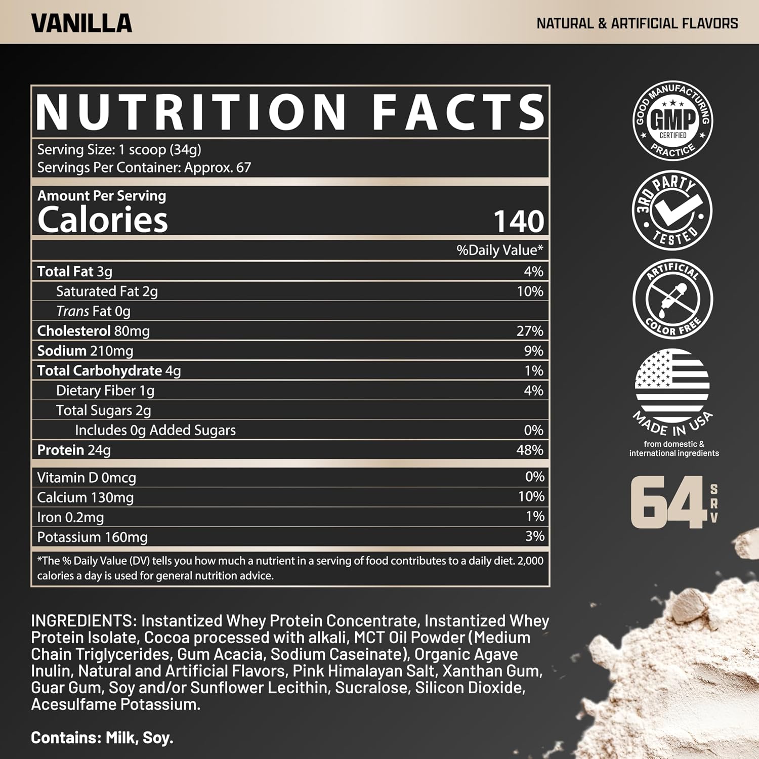 Nutrex Research Vanilla Whey Protein Powder for Men and Women Muscle Recovery Support