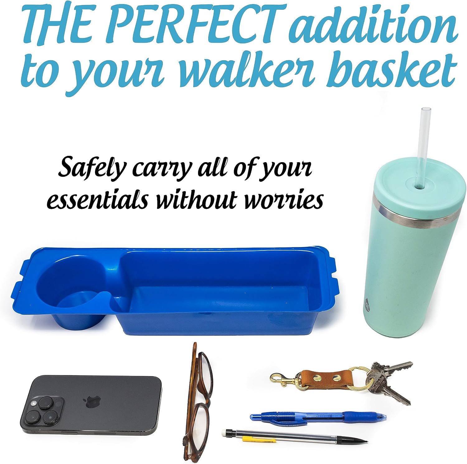 Heavy Duty Clear Plastic Insert/Tray/Cup Holder for Walker Basket