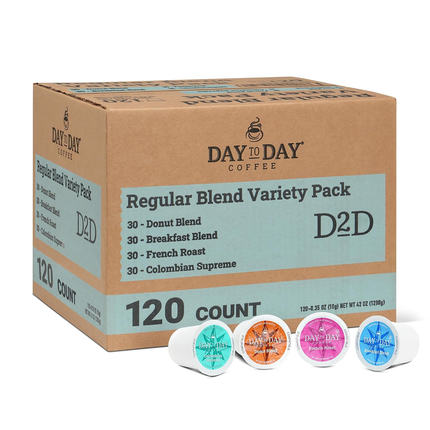 Day To Day Coffee Pods, Breakfast Blend Medium Roast, 120 Count K-Cup | Compatible with Keurig K-Cup brewers. Bulk single serve pods for everyday morning coffee at home, office or breakroom