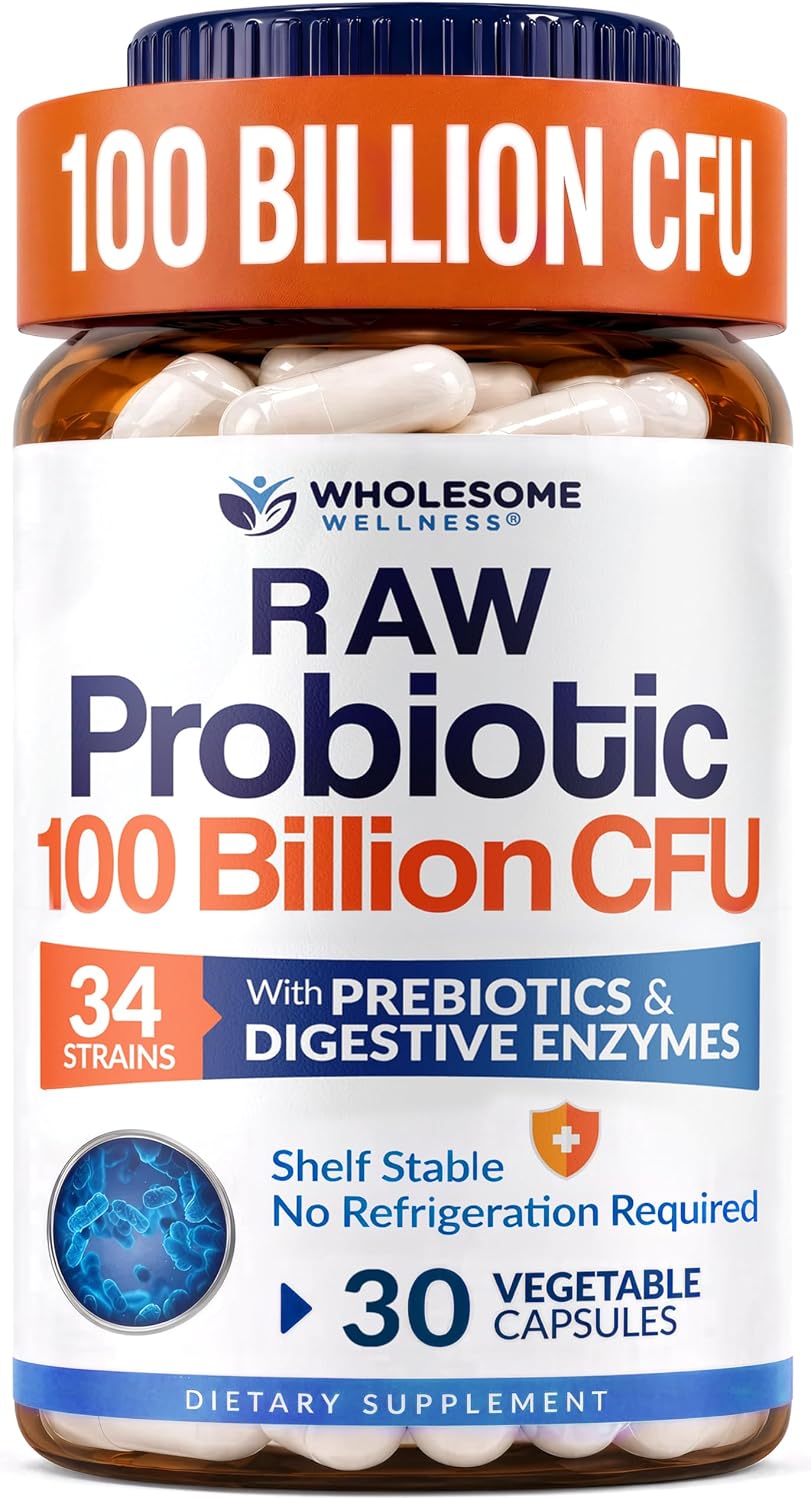 Wholesome Wellness Organic Raw Probiotics 100 Billion CFU, Dr Formulated for Women and Men