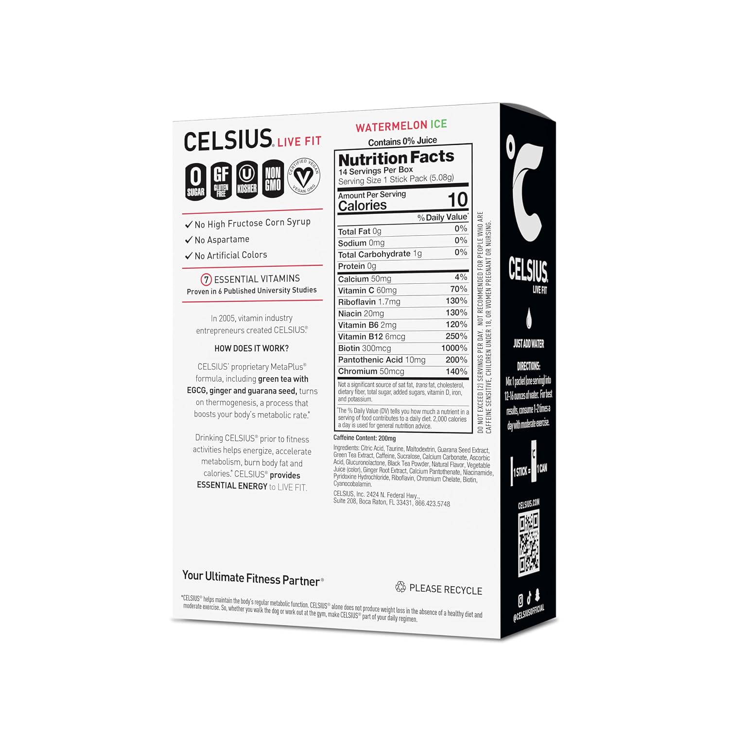 CELSIUS On-The-Go Powder Stick Packs, Zero Sugar (14 Sticks per Pack)