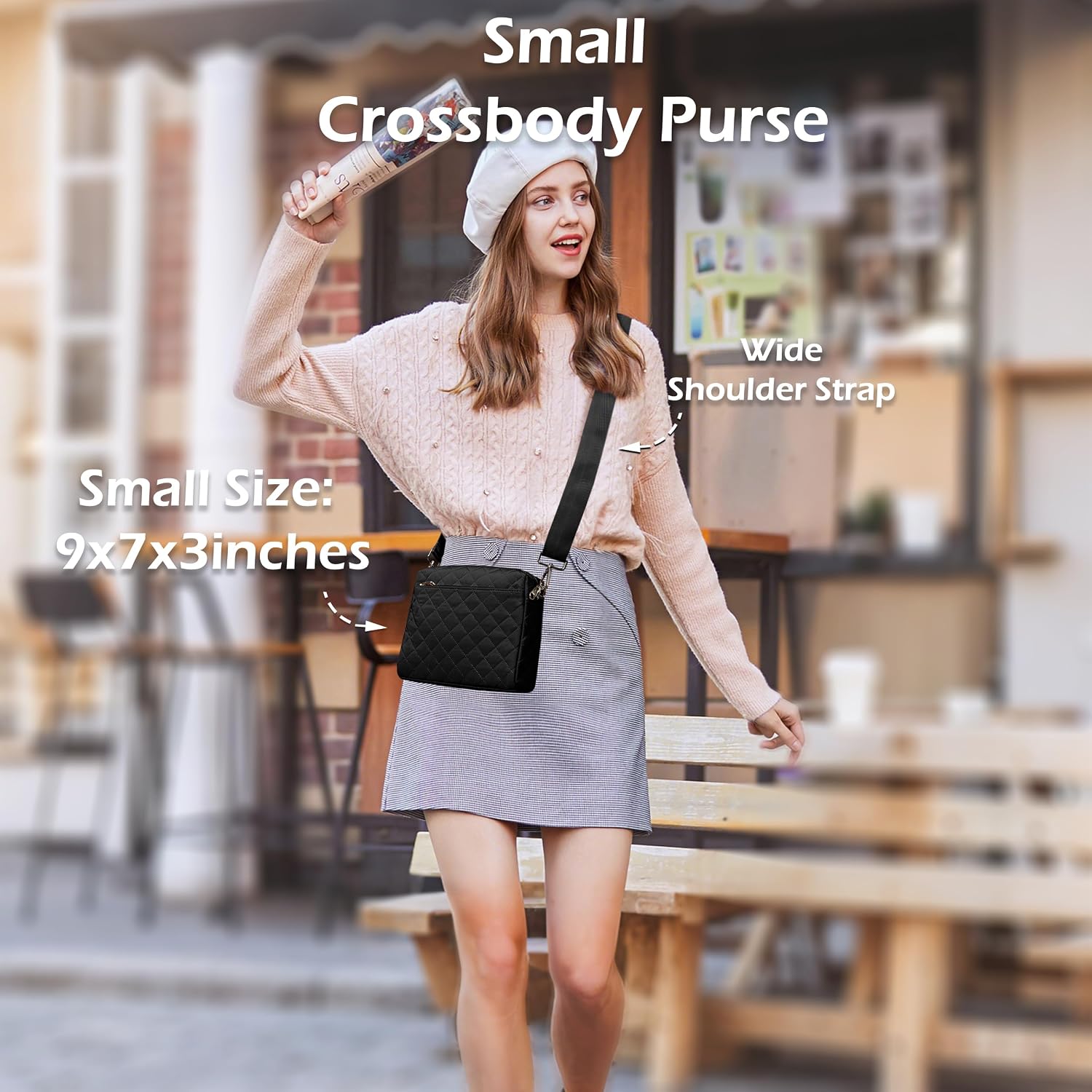 KALIDI Mini Quilted Crossbody Bag for Women Ladies Puffer Cross Body Purse | Nylon Lightweight Women's Shoulder Handbag with Wide Strap for Travel Vacation Casual Everyday Errands