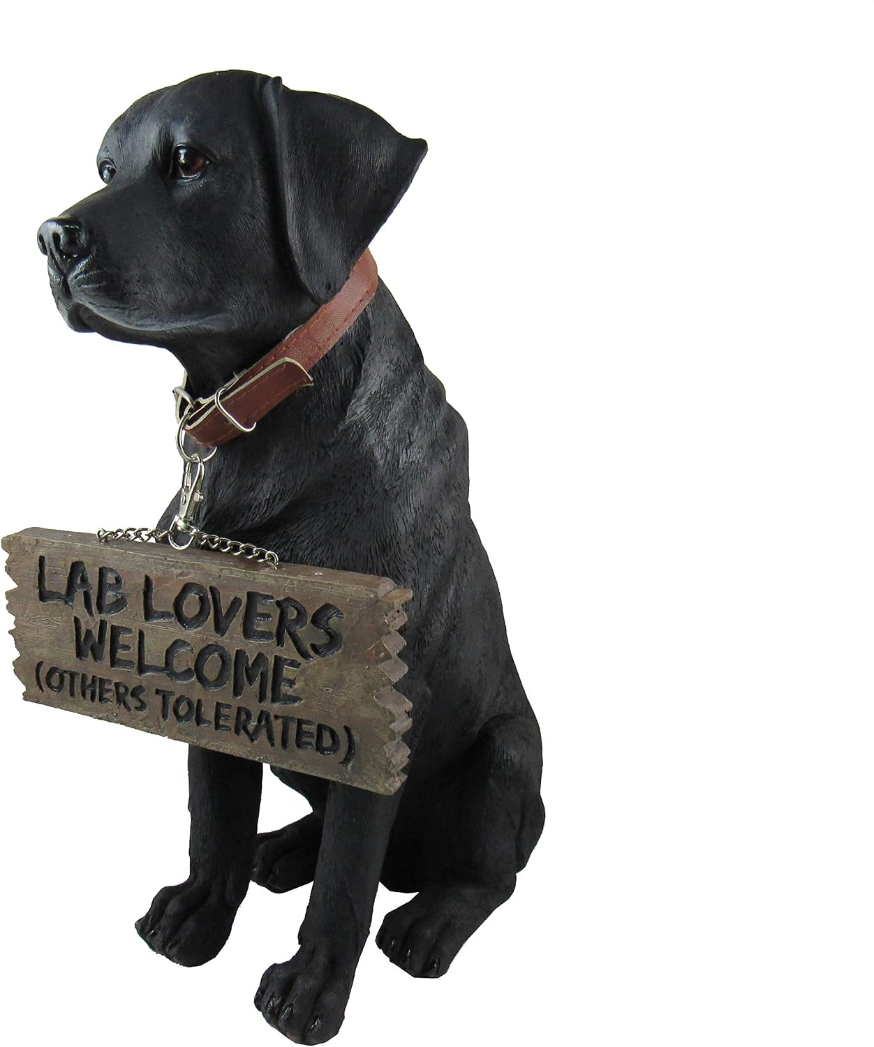 Black Lab Outdoor Statue, 13 Inch Welcome Dog with Reversible Sign