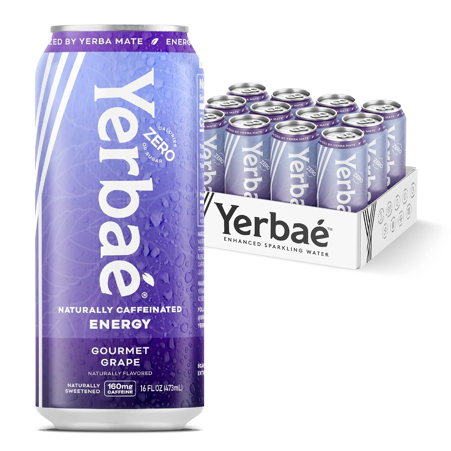 Yerbaé Energy Seltzer - Variety Performance Pack. No Sugar/Calories/Carbs. Energized by Yerba Mate Naturally Caffeinated Plant-Based, Healthy Alternative to Coffee/Sugary Sodas, Pack of 12, 12oz cans