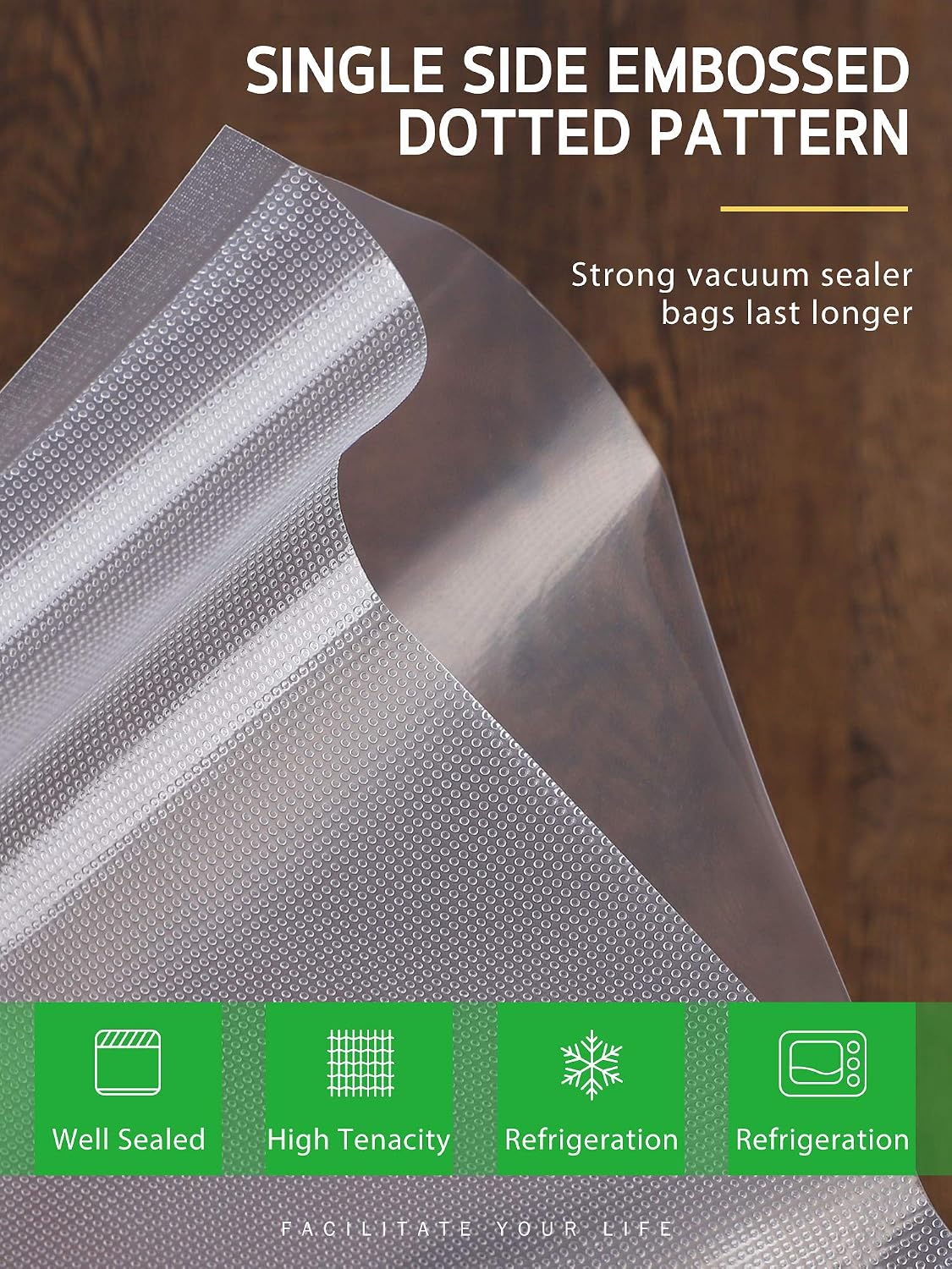 Syntus Vacuum Sealer Bags for Food, 3 Rolls 11" x 20' and 3 Rolls 8" x 20'