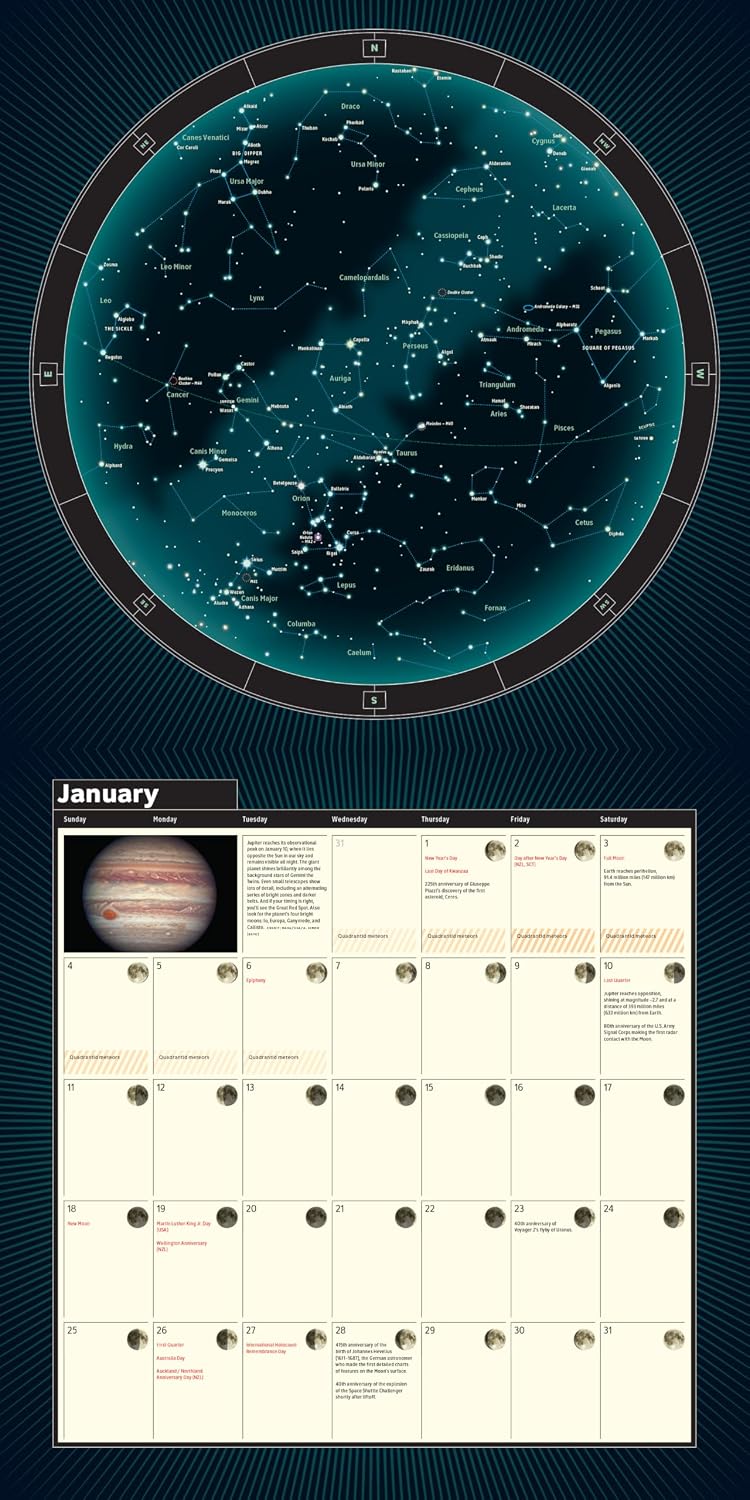 A Year of the Night Sky Wall Calendar Monthly, January-December 12'' x 12" (2026)