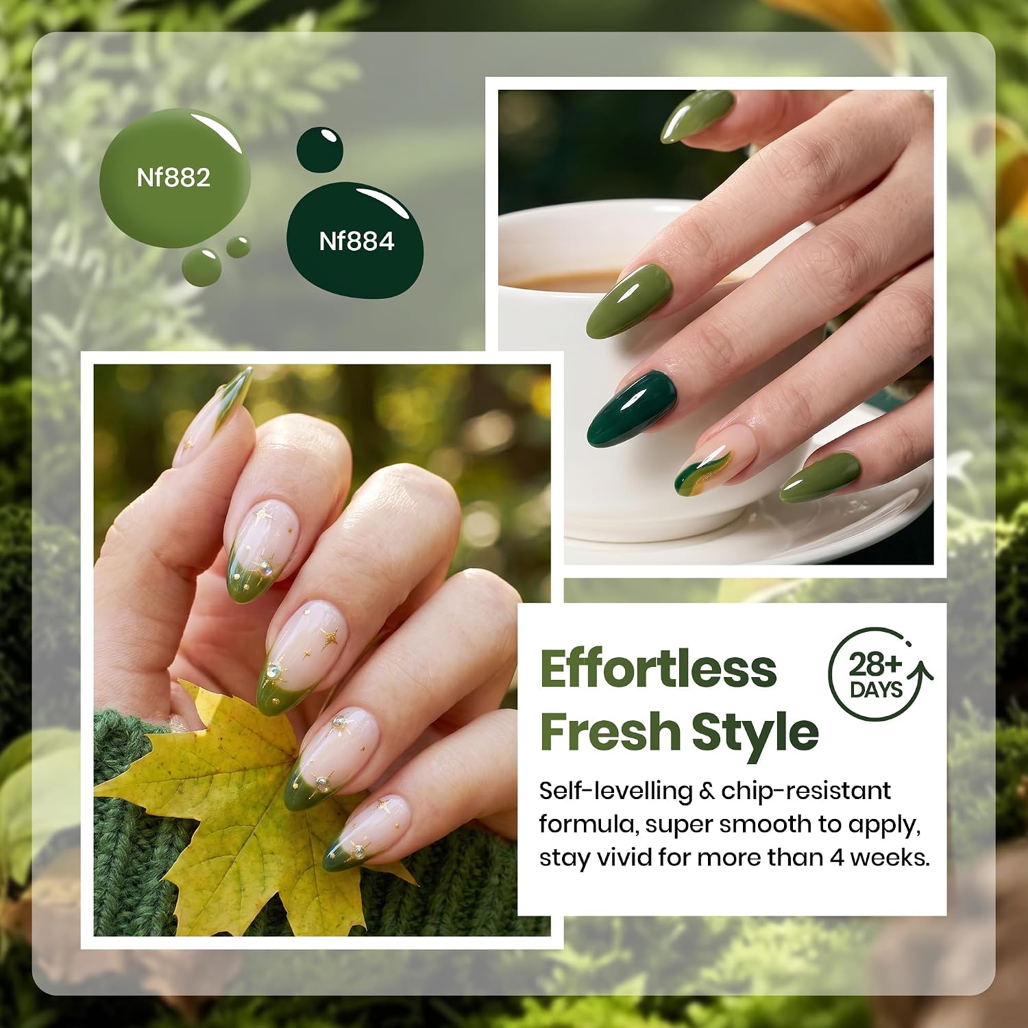 Beetles Green Gel Polish Set, 6 Colors Misty Forest Collection