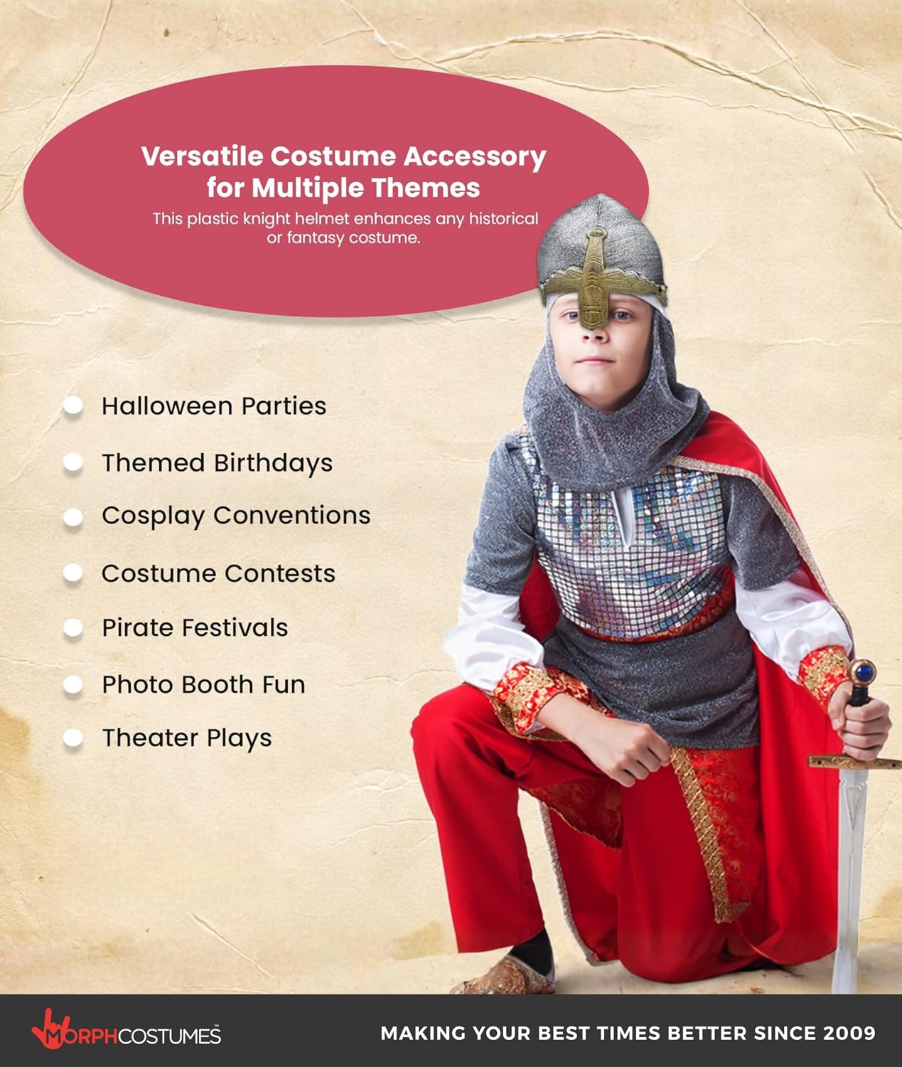 Nicky Bigs Novelties Knight Helmet, Medieval Helmet, Crusader Helmets, Crusader Costume Helmets, Knight Costume