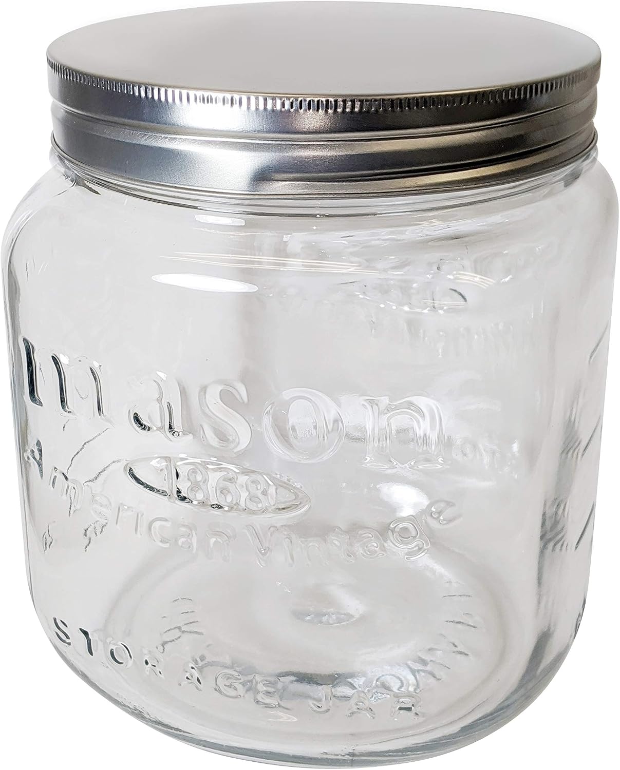 Jumbo Mason Embossed Glass Storage Jar, 92 Ounces, Clear