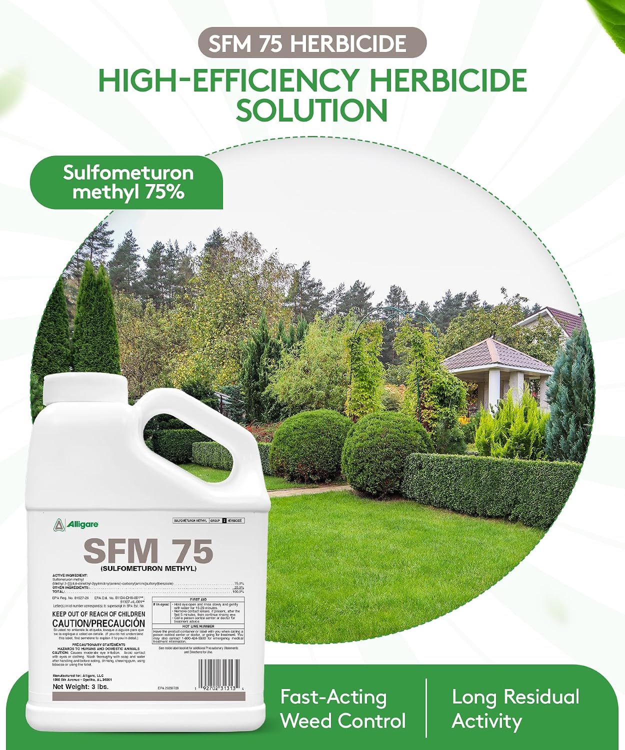 ALLIGARE SFM 75 Weed Killer - Broad-Spectrum Pre- and Post-Emergent Weed Killer for Forestry, Rights-of-Way, Industrial & Non-Crop Sites - Low Use Rates, Residual Performance - 3 lb