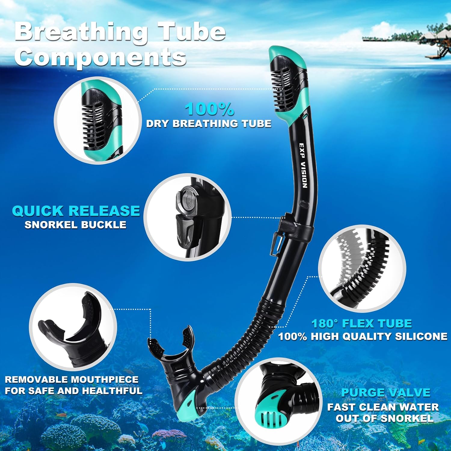 Adult Pano 3 Scuba Diving Mask, Tempered Glass Snorkel Mask Anti-Fog Swim Mask No Leakage Swim Goggles with Nose Cover Snorkeling Gear for Snorkeling