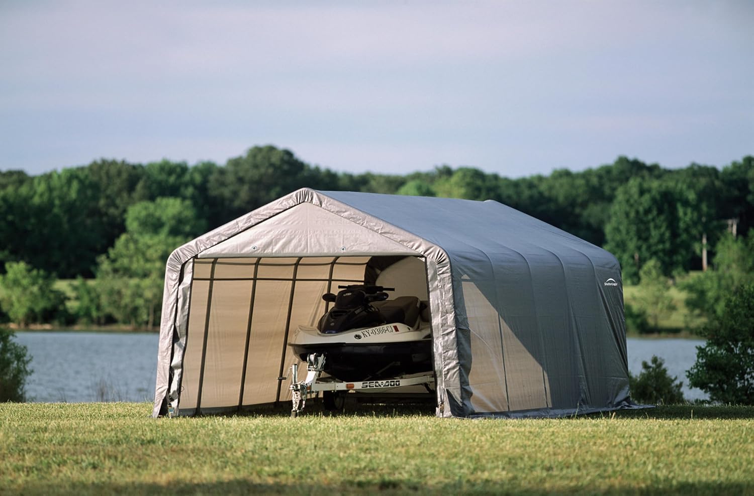 ShelterLogic 72444 Green 12'x24'x8' Peak Style Shelter
